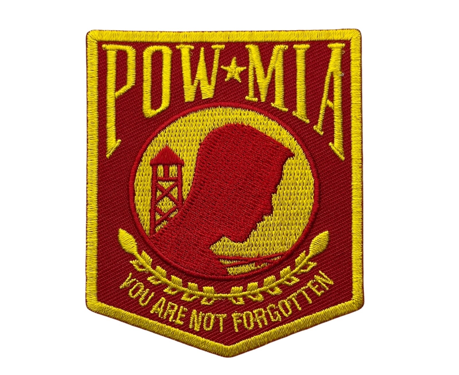 POW MIA Red Yellow  2.5 Inch Cap Hat Embroidered Patch IV4978 F6D4Q