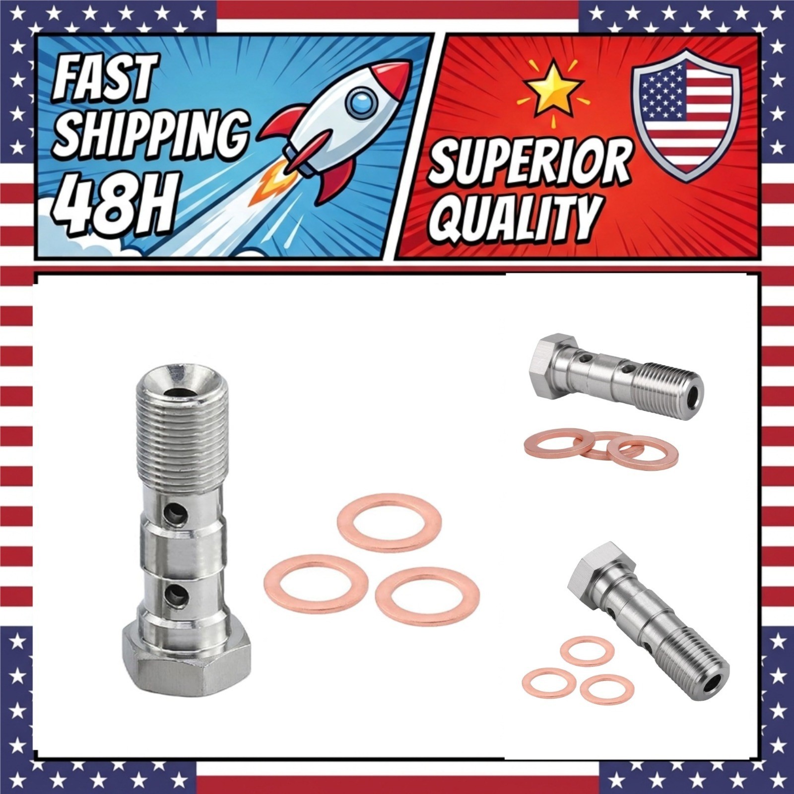 Motorcycle Brake Master Cylinder M10 x 1.25mm Double Banjo Bolt Chrome