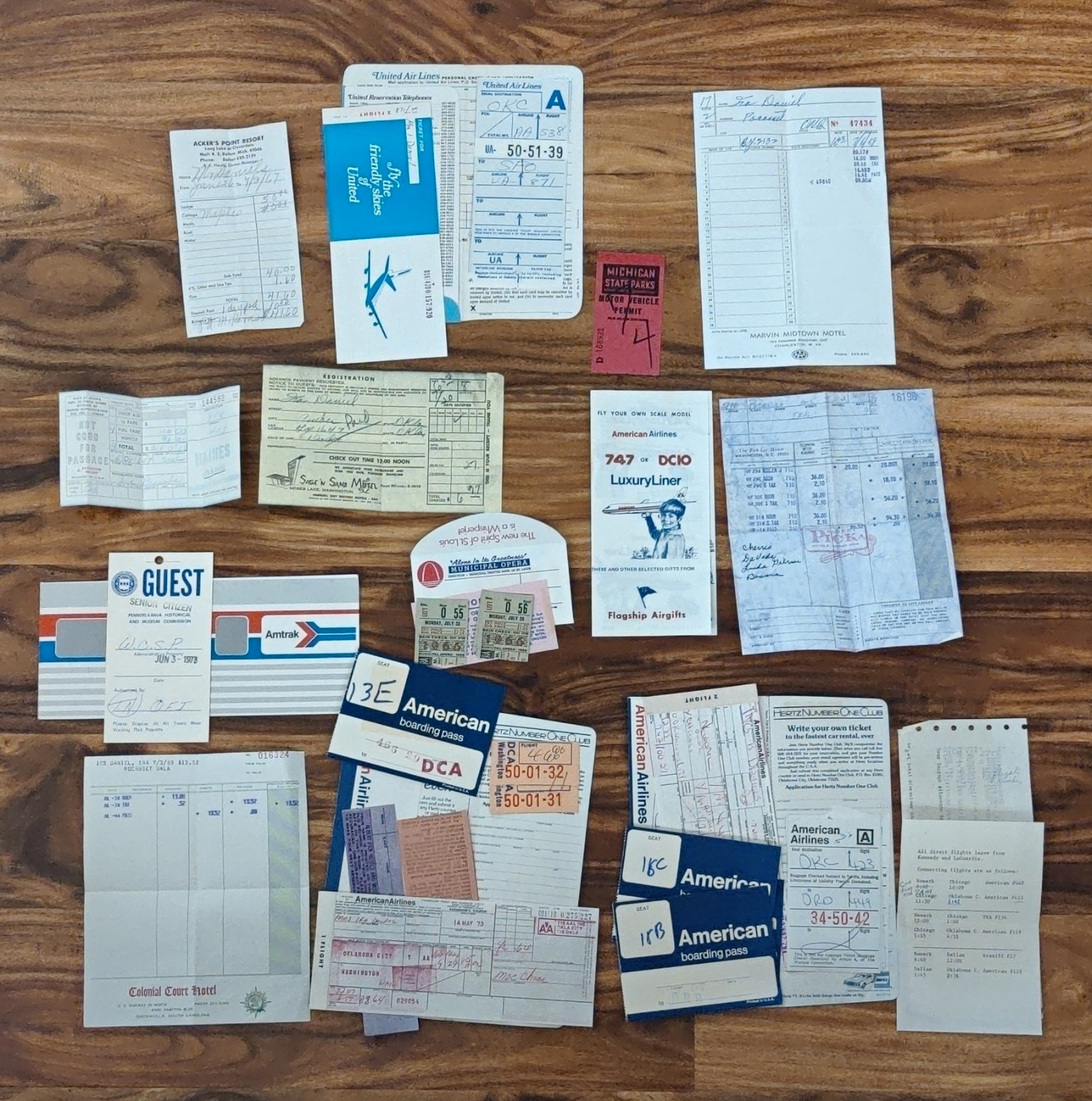Vth 1960s-1970s Travel Ephemera Lot 18pc American Airlines Alaska Ferry Michigan