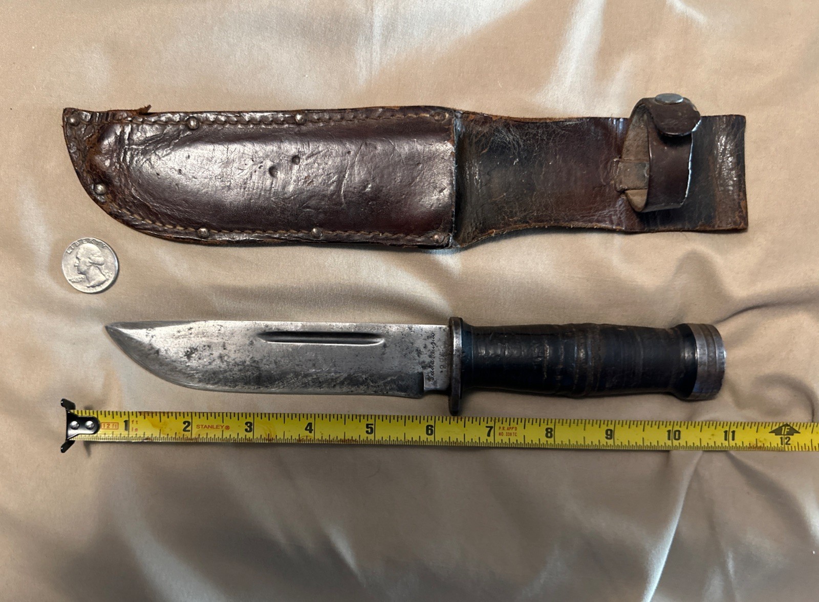 Cattaraugus 225Q WW2 Military Fighting Knife, Sheath, Vintage 1939-1945 War, Go