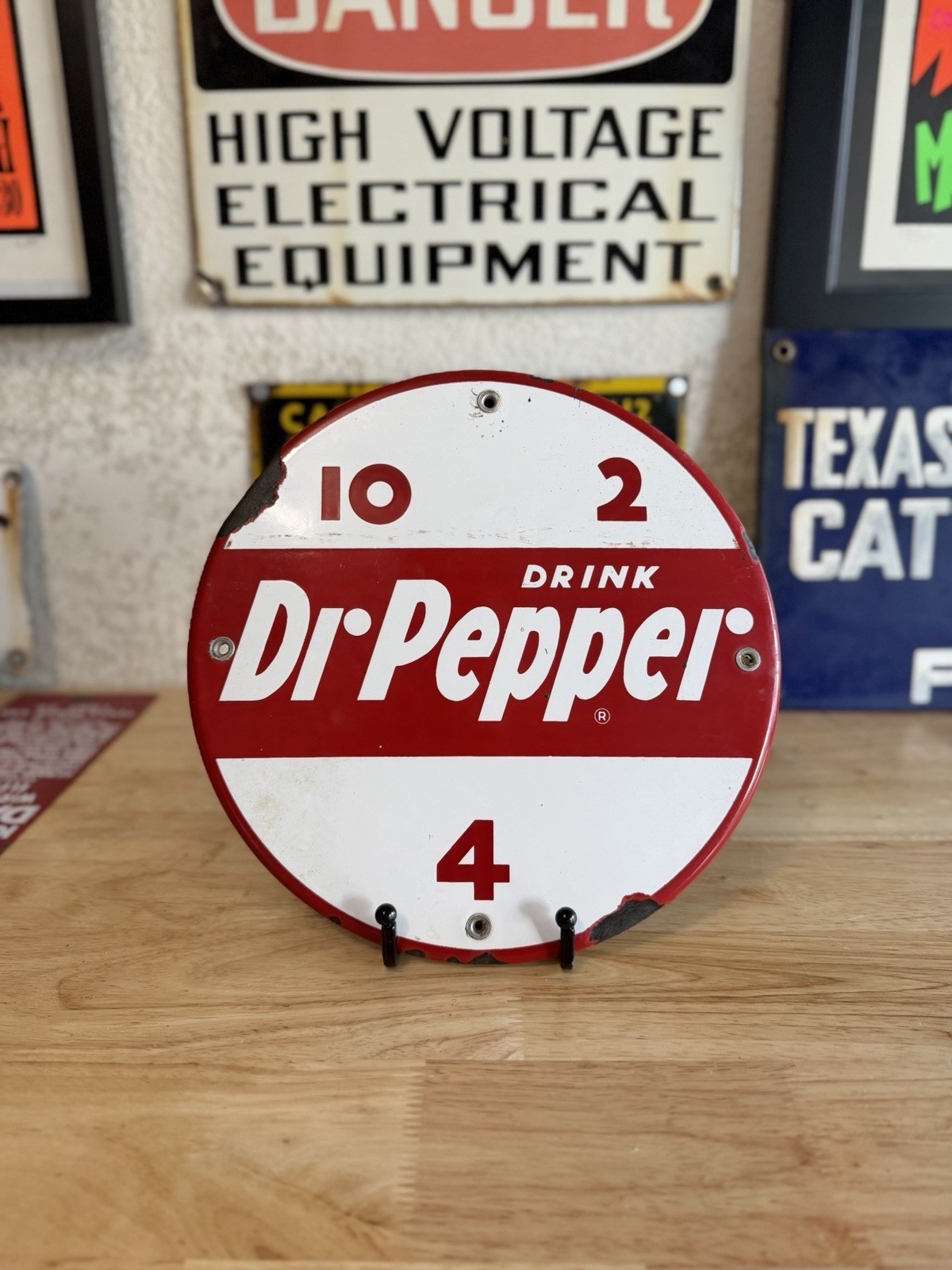 RARE Vintage Antique Dr. Pepper 10-2-4 Porcelain  Round Sign