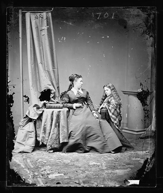 Photo:Mrs Ulysses S Grant and Daughter 1860s Studio Portrait