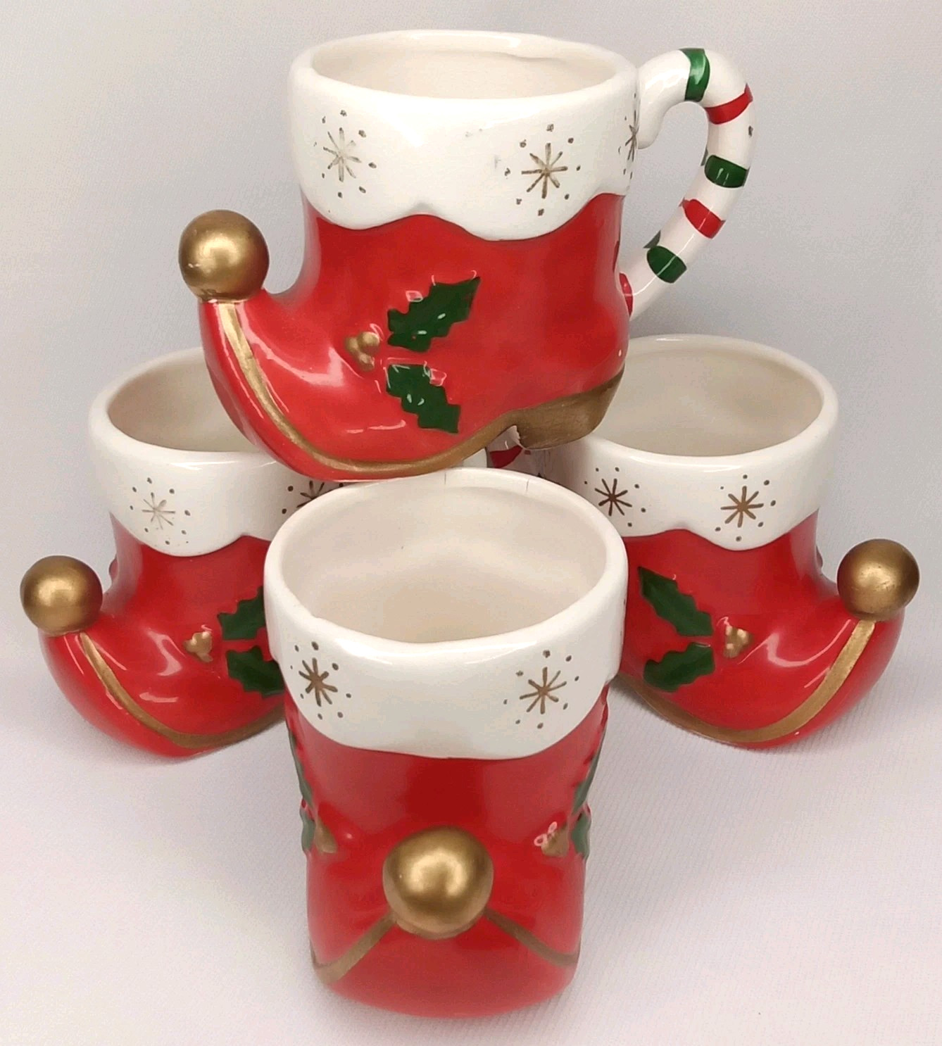 VTG 1950s Napcoware Santa Boot Tom & Jerry Mug Set Of 4 With Original Sticker