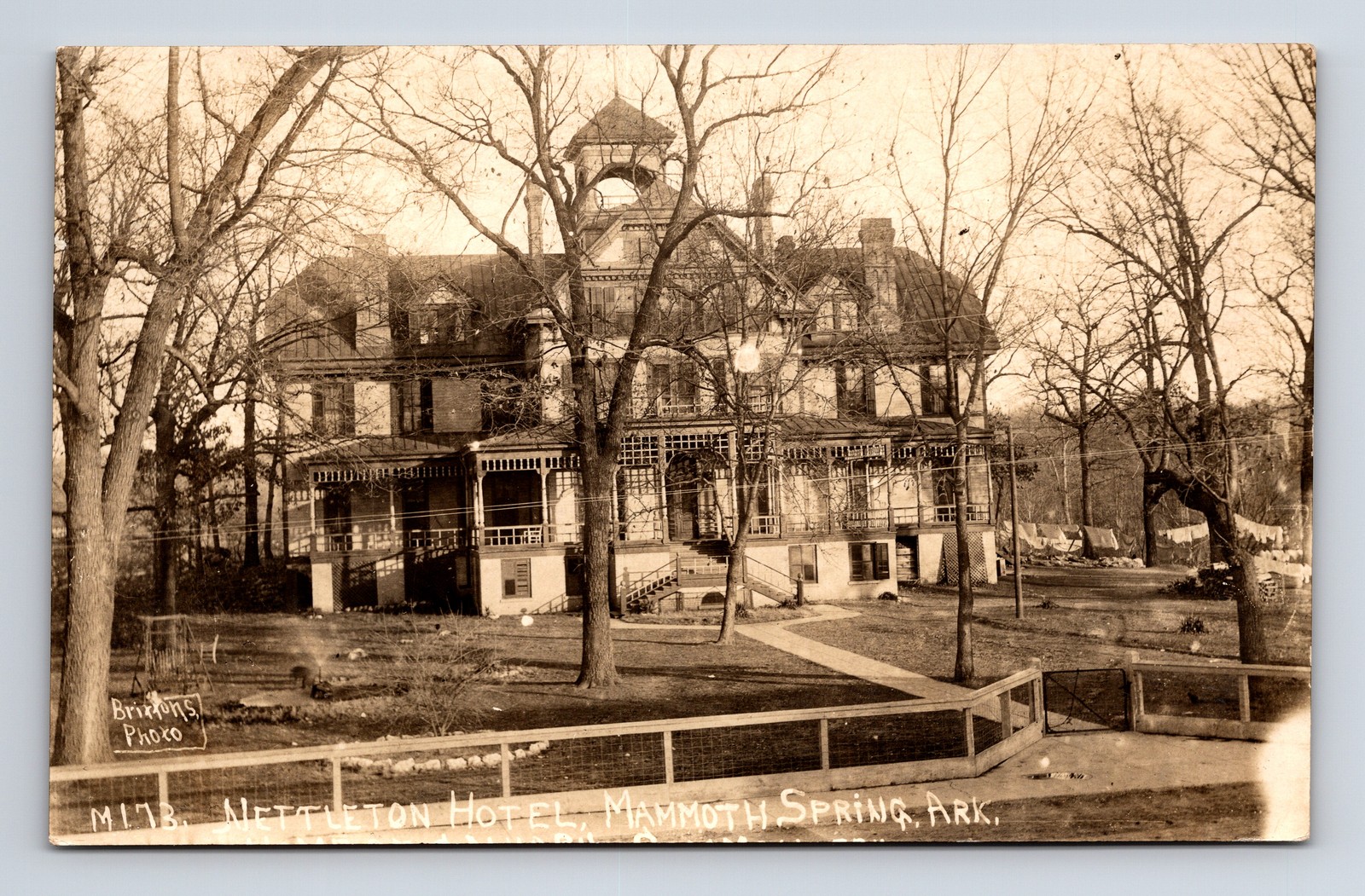 1900s RPPC Nettleton Hotel Destroyed by Fire 1932 Mammoth Spring AR Postcard