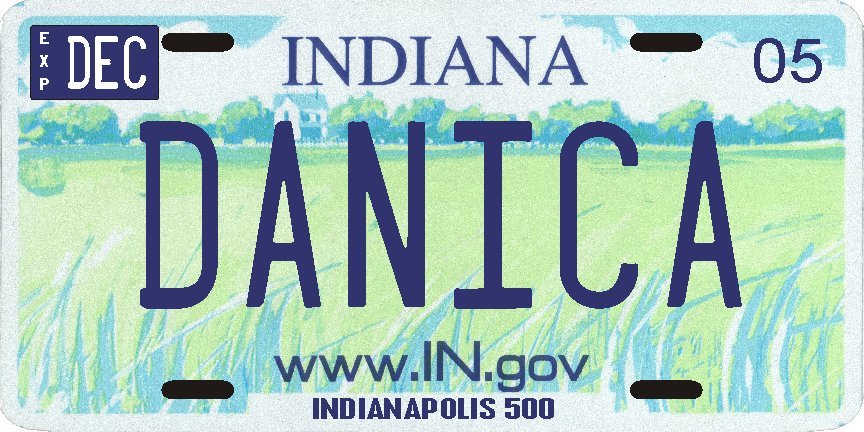 Danica Patrick Indianapolis 500 rookie year 2005 souvenir License plate
