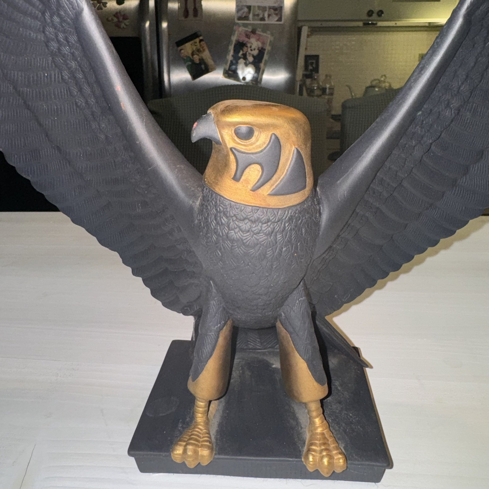 Vintage 1988 Falcon of the Nile Egyptian Horus Falcon Statue Black Gold