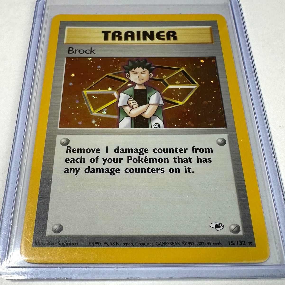 Pokemon TCG Trainer Brock Holo Card 15/132 Gym Heroes NM Never Played