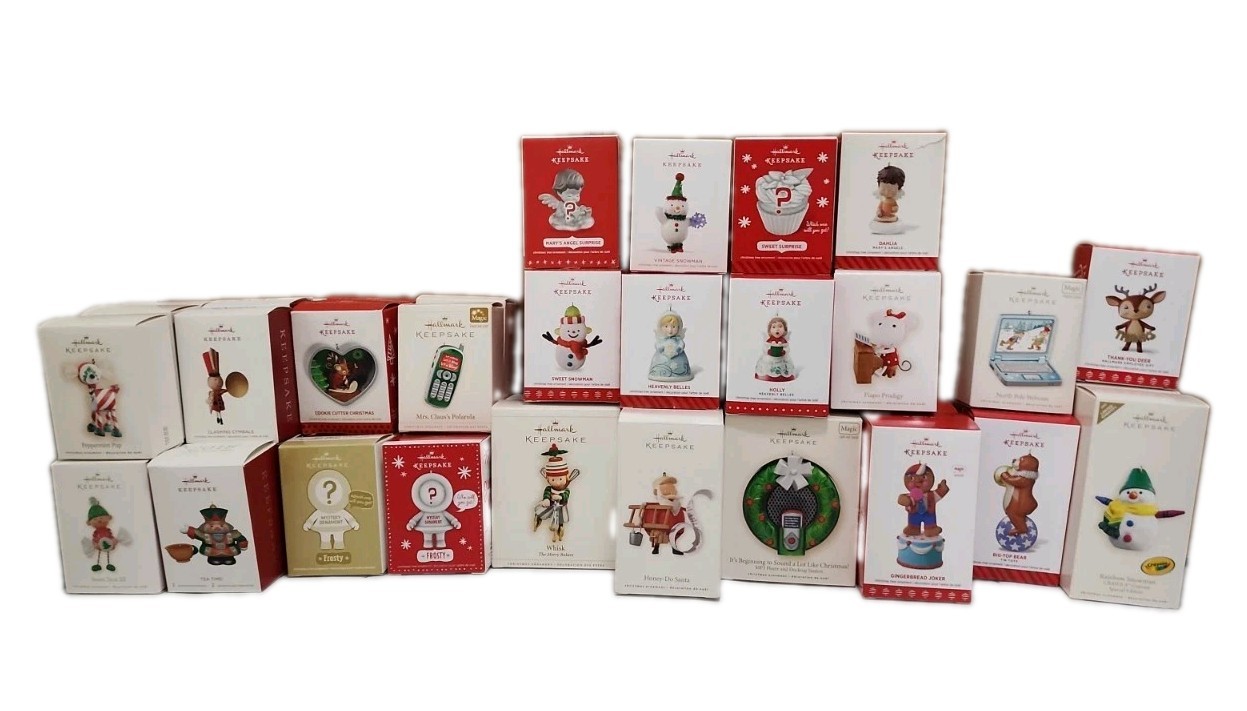 Hallmark Keepsake Ornament Cute Bundle of 50 Marys Angels Santas Peppermint Pup