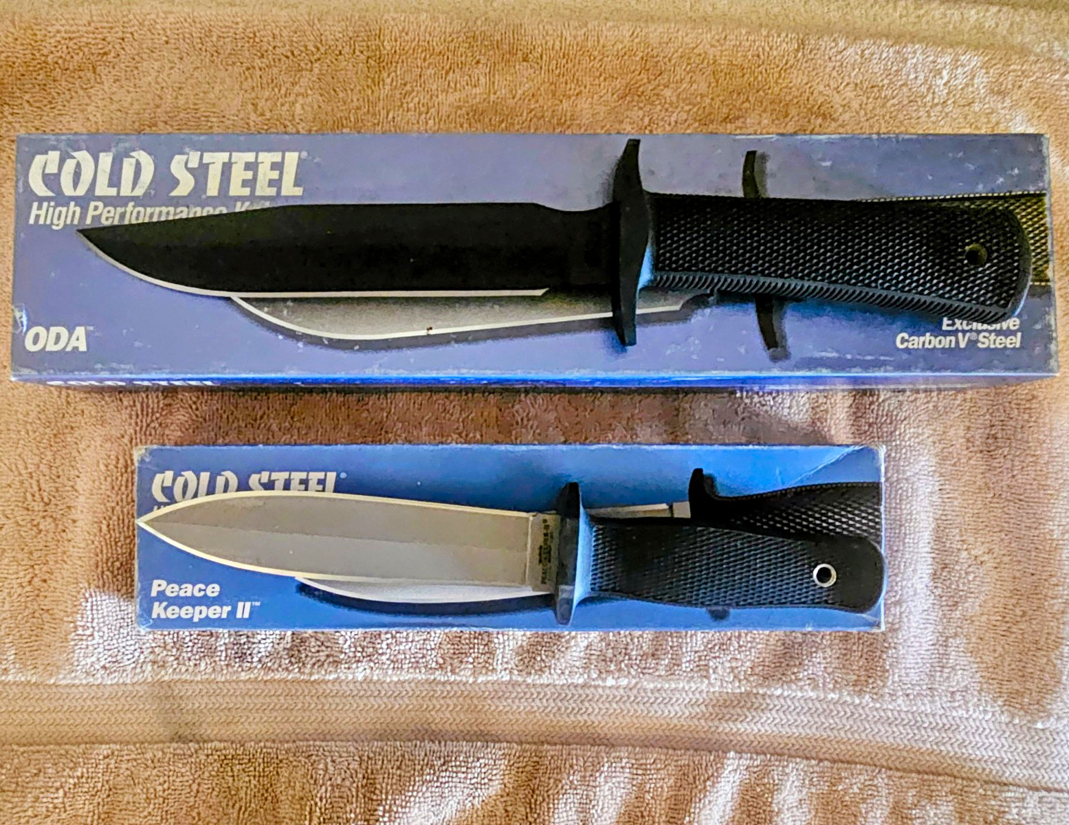 NOS. Two Vintage Discontinued  Cold Steel Fixed Blade Knives,  Sheaths