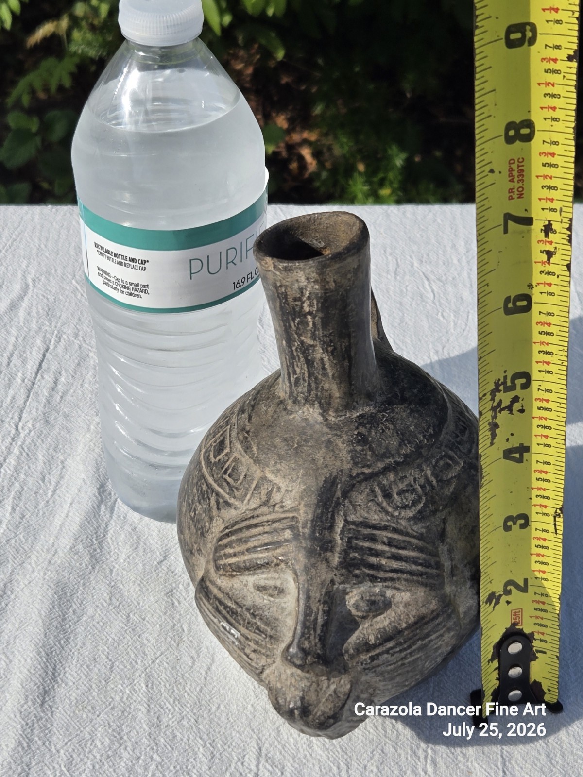 Peru Pre Columbian Chavin or Chimu Blackware Zoomorphic Stirrup Vessel 200 BC