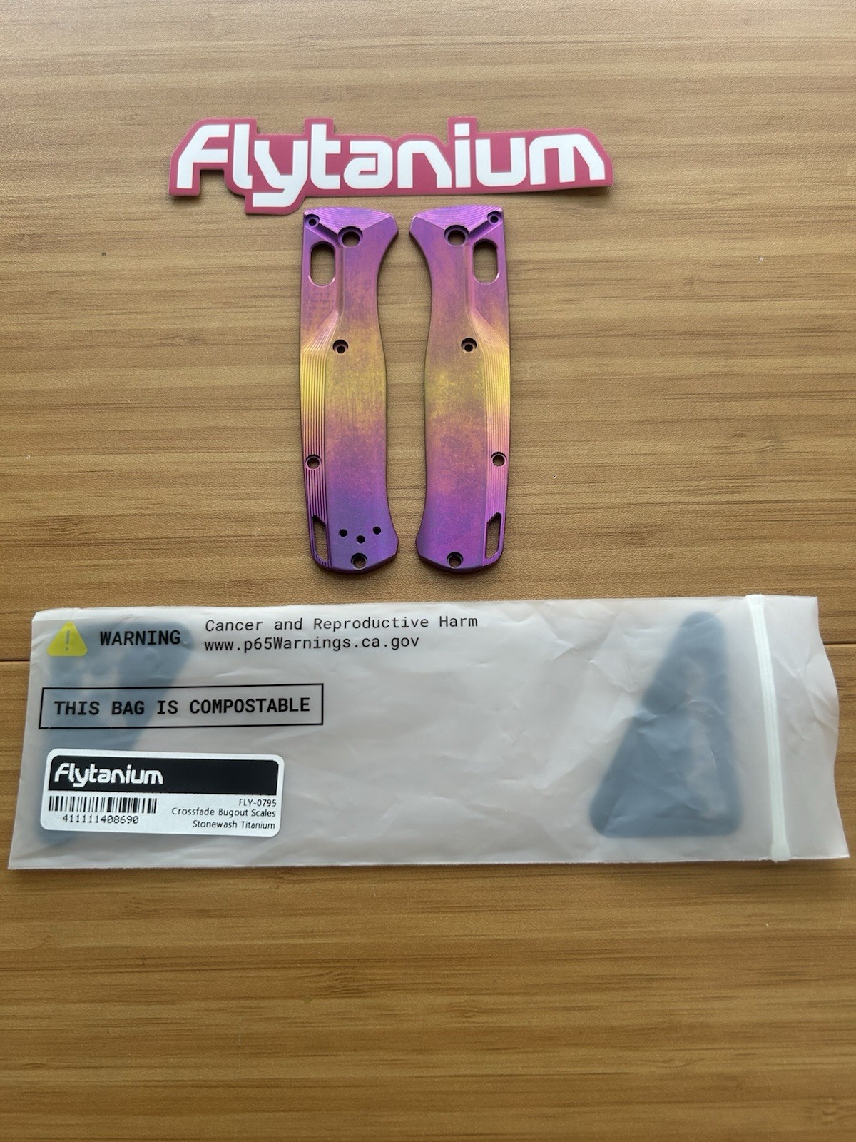 Flytanium Whatnot Exclusive Benchmade Bugout 535 Fade Ti Crossfade Handle Scales