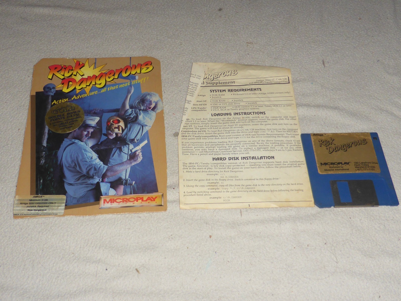VINTAGE AMIGA COMMODORE COMPUTER PC GAME RICK DANGEROUS RARE MICROPLAY 1989