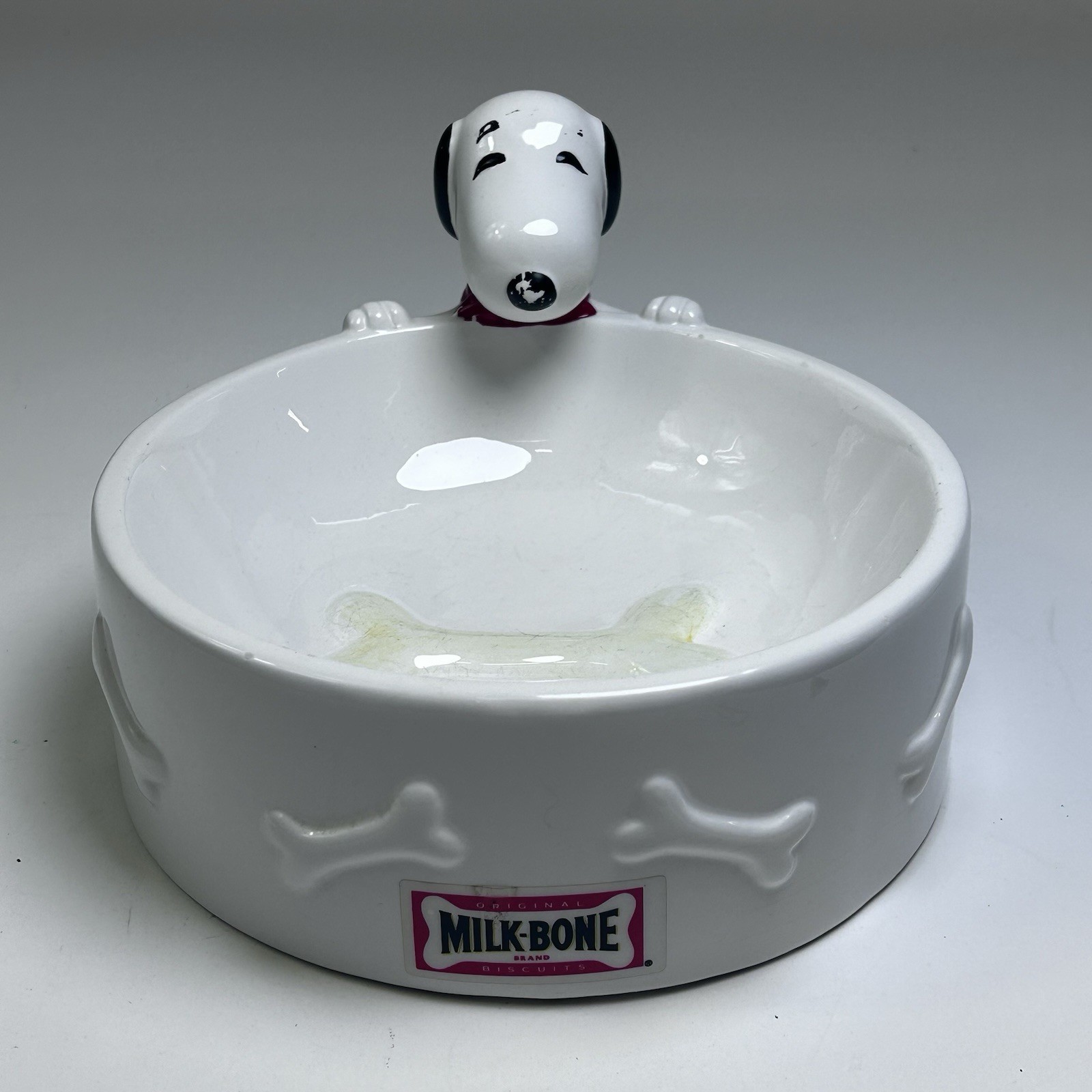 Vintage Milk Bone Dog Treats Promo Peanuts Snoopy Bowl Dish By Benjamin & Medwin