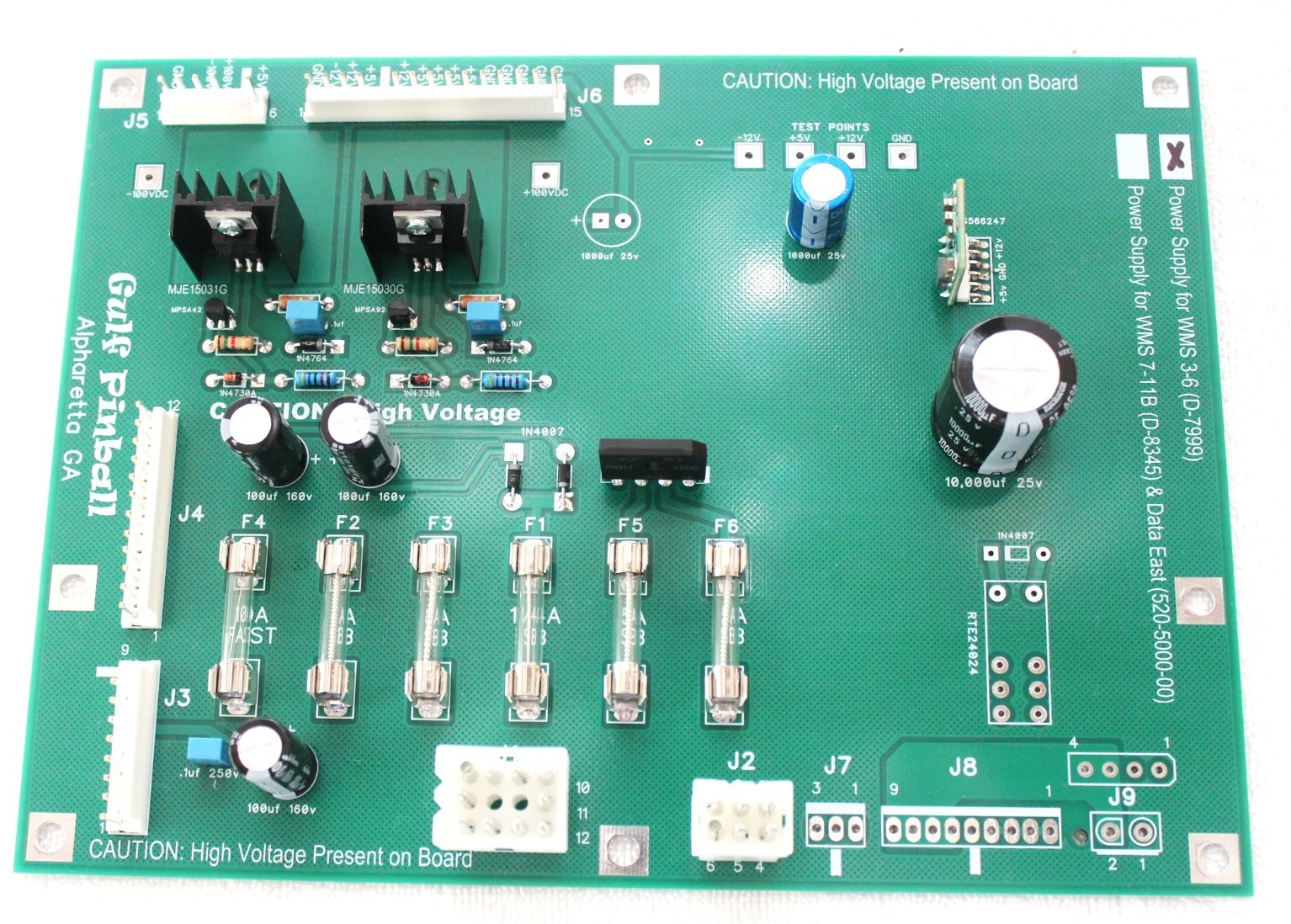 NEW Power Supply Board for Williams 3-6 Games (D-7999)