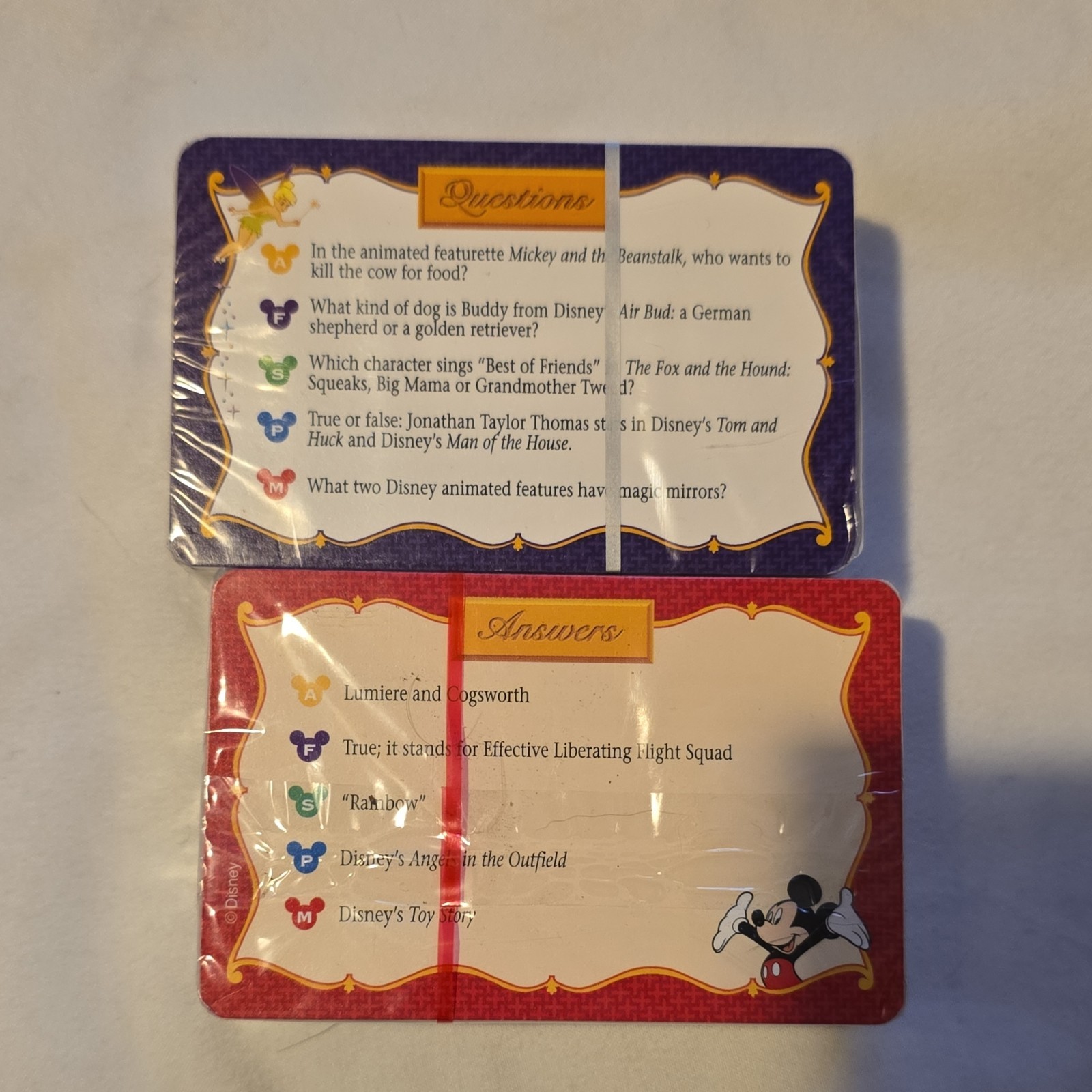 Disney Trivial Pursuit Game Cards Only Mickey Mouse Tinkerbell