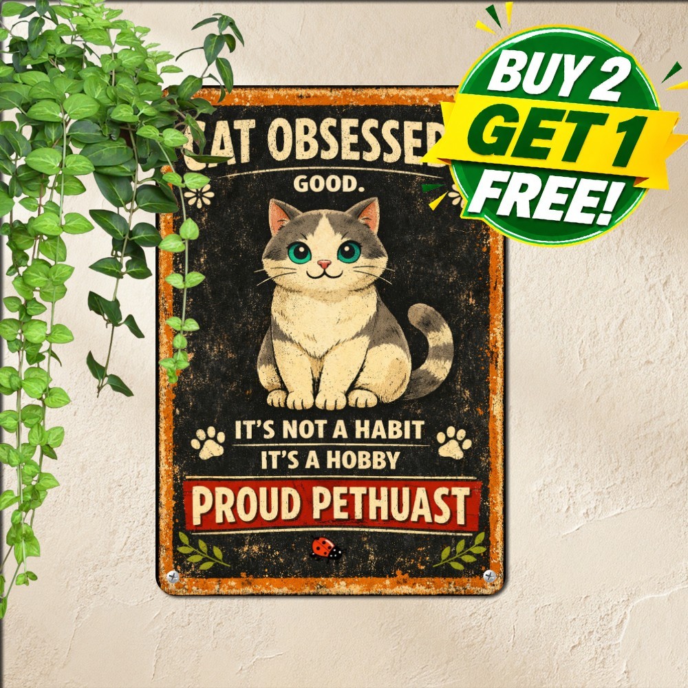 Cats Rule The Entire House Sign Funny Kitten Adoption Metal Tin Plaque 8x12