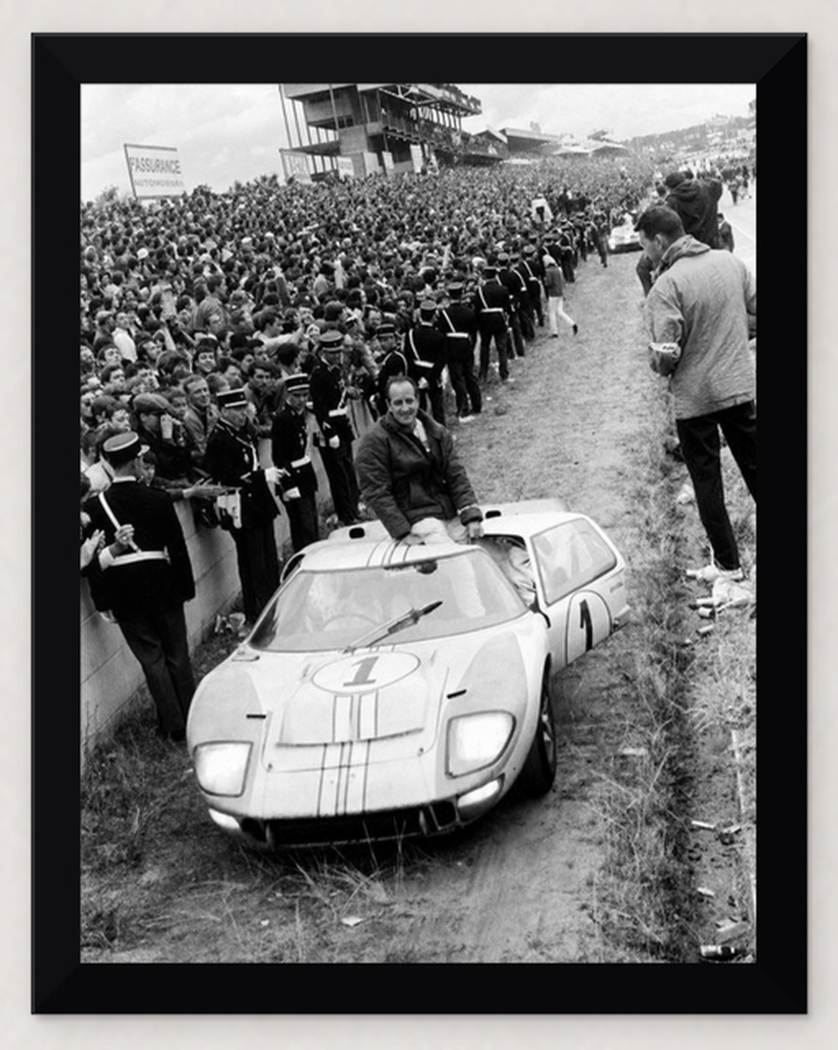 1966 LE MANS KEN MILES BRUCE MCLAREN FORD GT40 11X8.5 FRAMED REPRO PHOTO