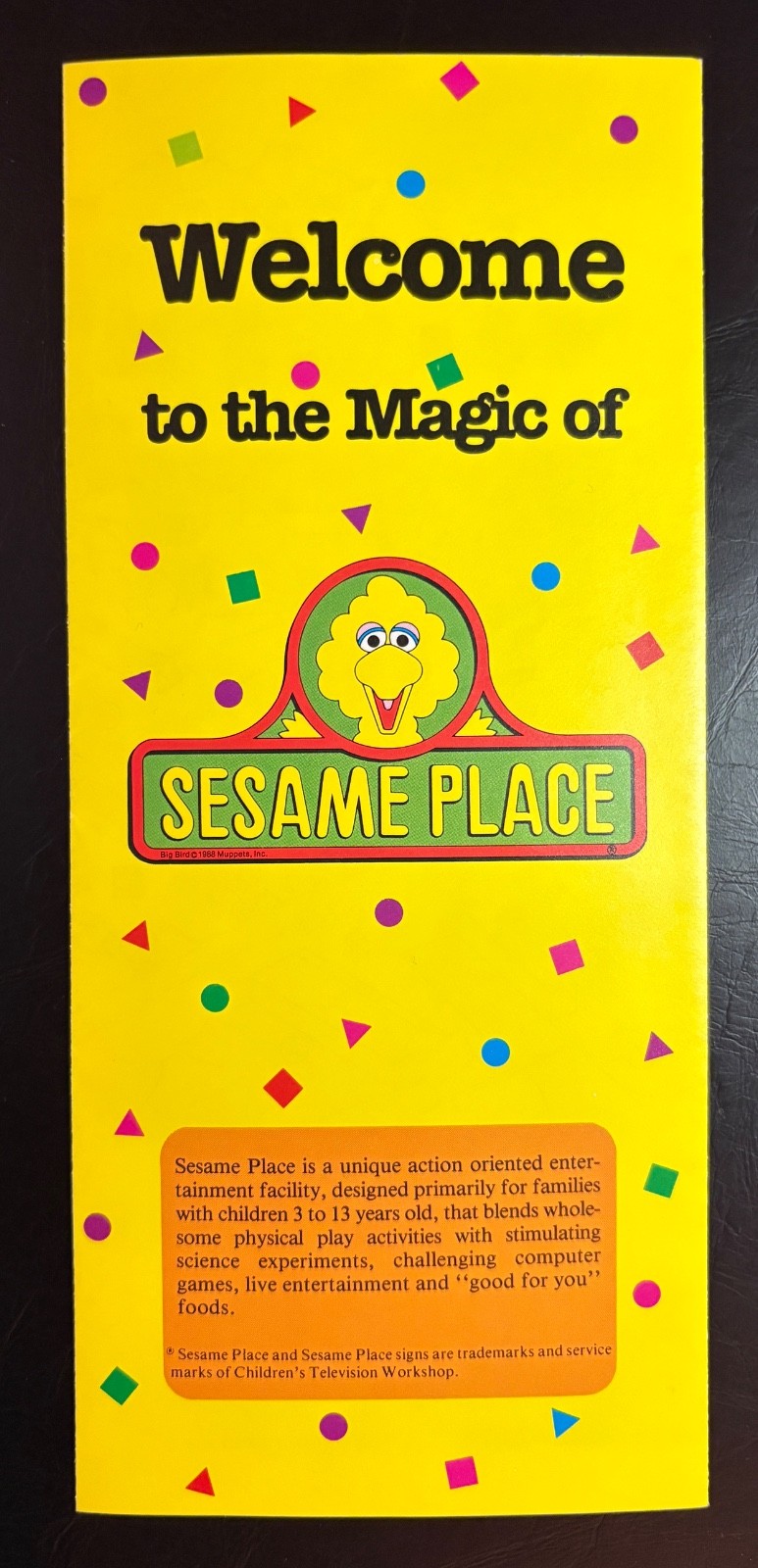 Vintage 1980s Sesame Place Brochure and Park Map, Langhorne, Pennsylvania