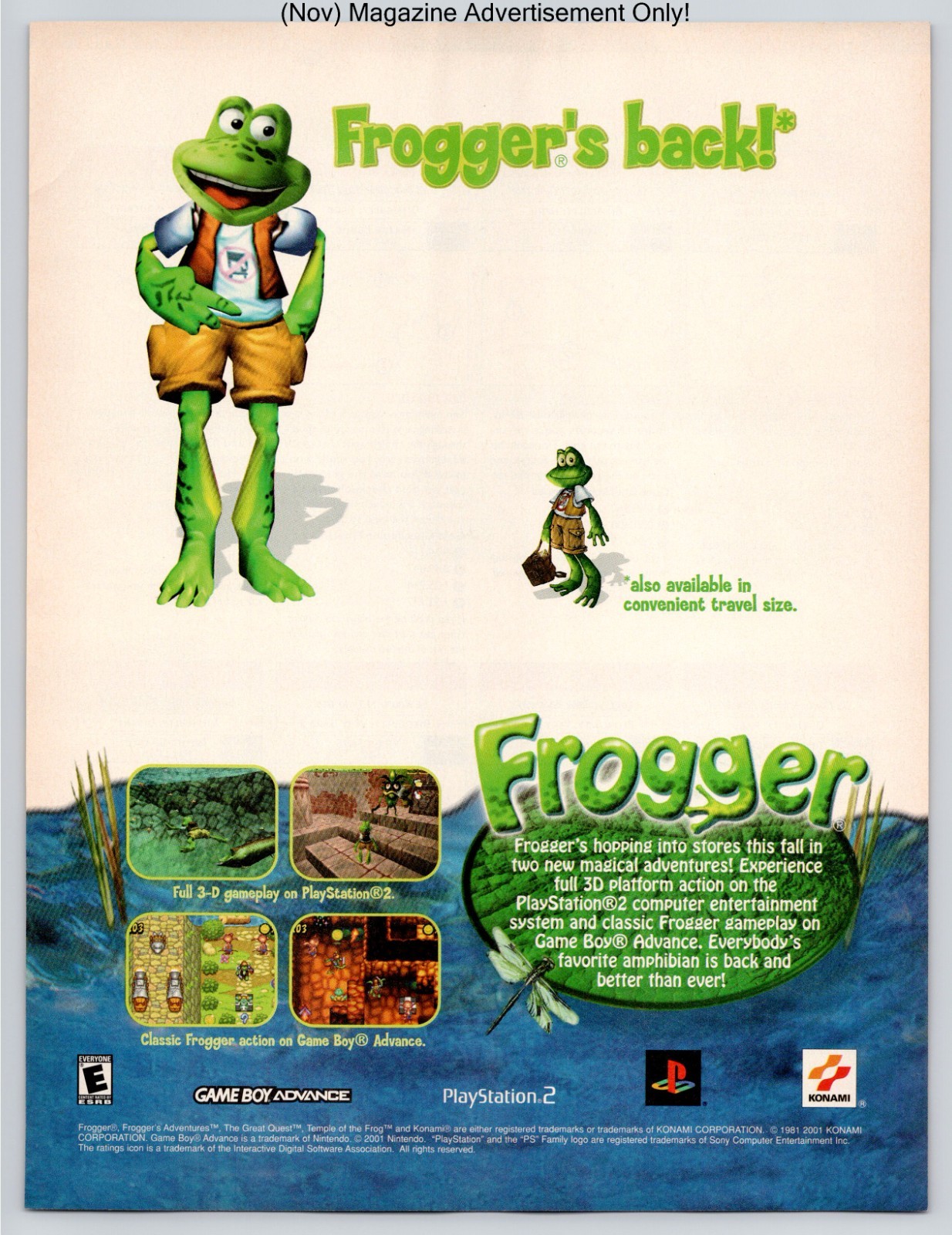 Frogger PS2 GBA Konami Platform Adventure 2001 Advertisement