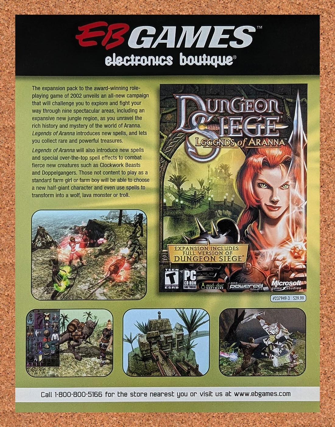 2003 Dungeon Siege Legends Of Aranna EB Games Original Ad / Promo v2