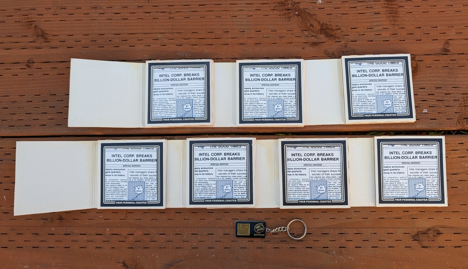 LOT of 7 Vintage 90s INTEL CORP BREAKS BILLION-DOLLAR BARRIER Ceramic Coasters +