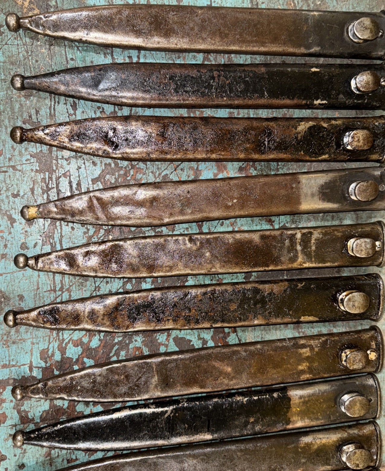 Scabbard. Surplus Original Still In The Storage Grease. Well Used Roughly 10”