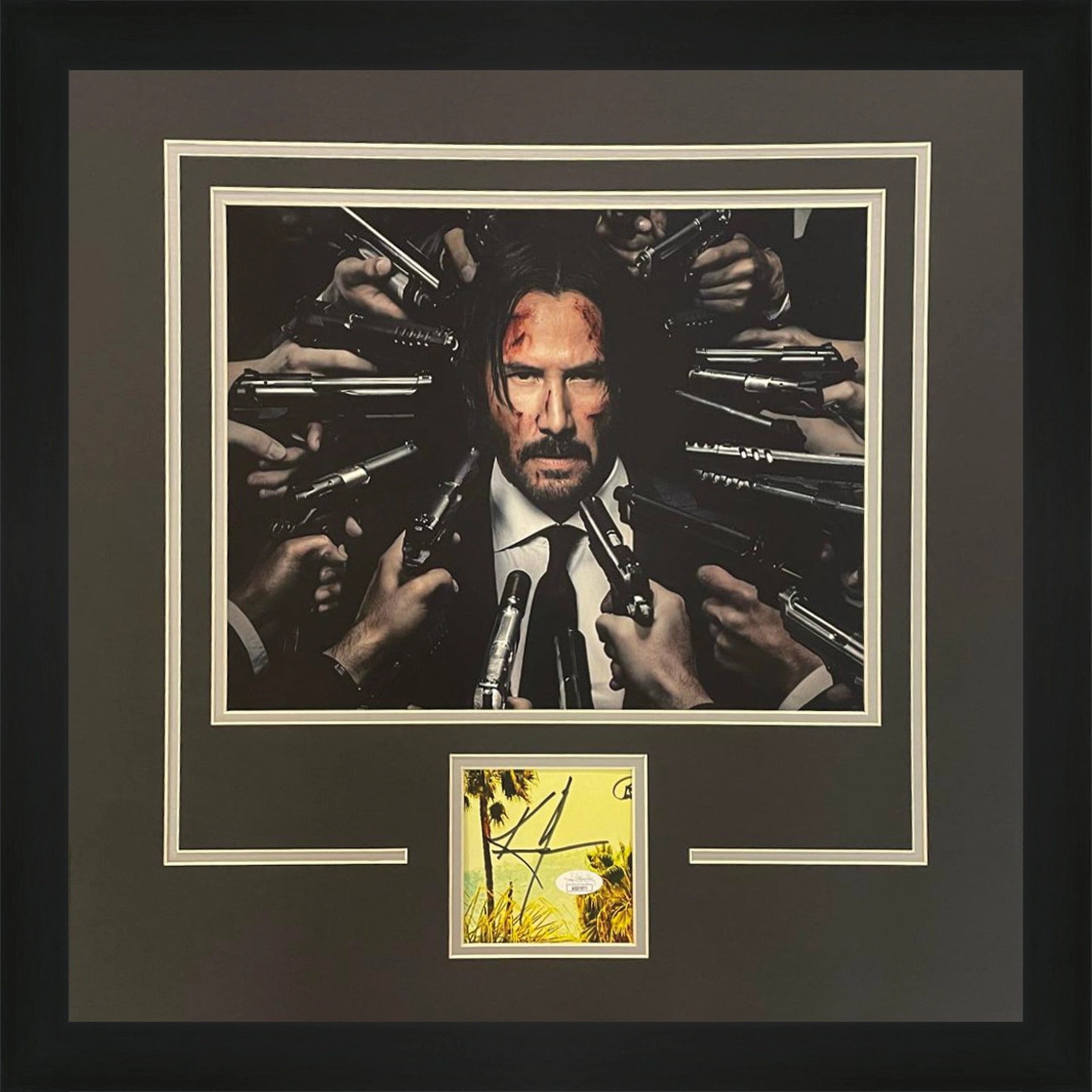 Keanu Reeves Autographed John Wick 11x14 Guns Movie Poster Deluxe Framed Piece -
