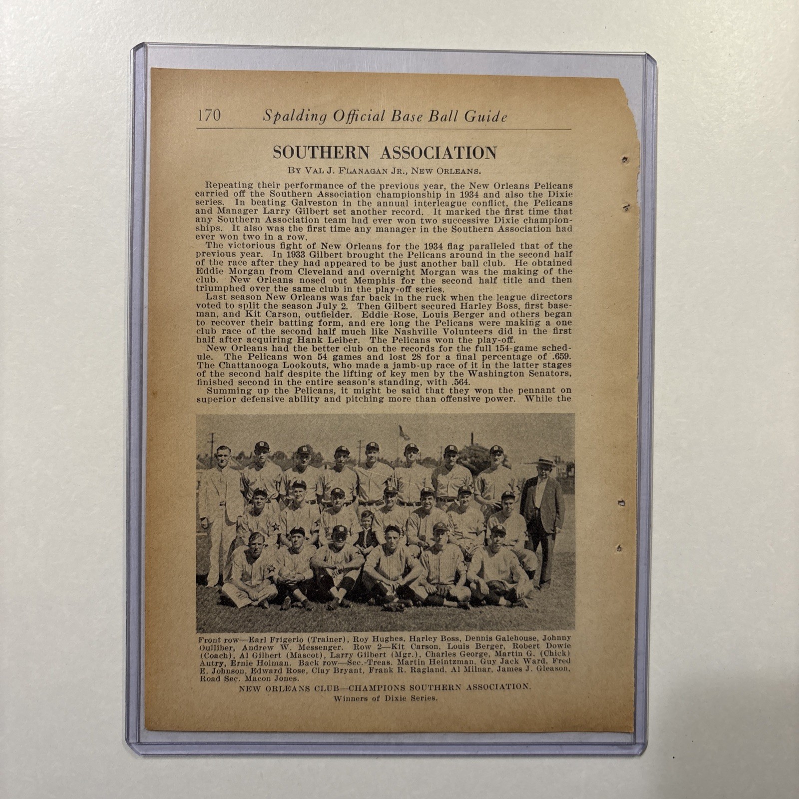1934 New Orleans LA Baseball Team Picture Rare Antique Louisiana League Champion