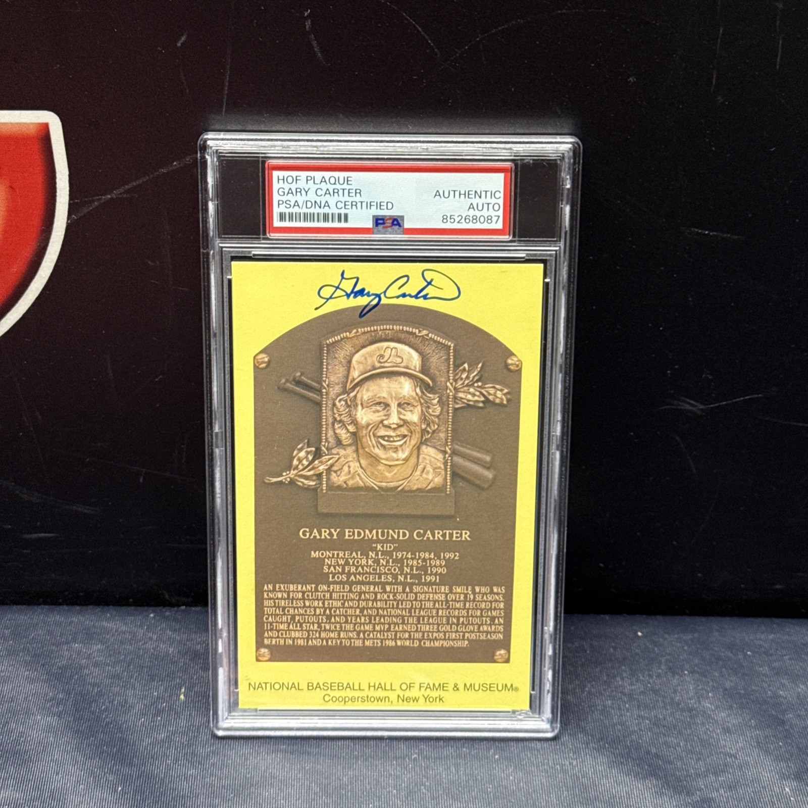 Gary Carter Autograph Signed HOF Plaque Postcard PSA/DNA COA New York Mets Expos
