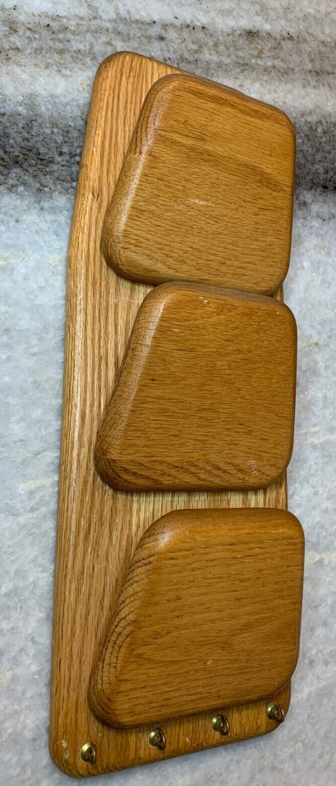 Vintage Mid Century Modern MCM Oak Wall Wood Letter/Mail/Key Holder Paris Maine