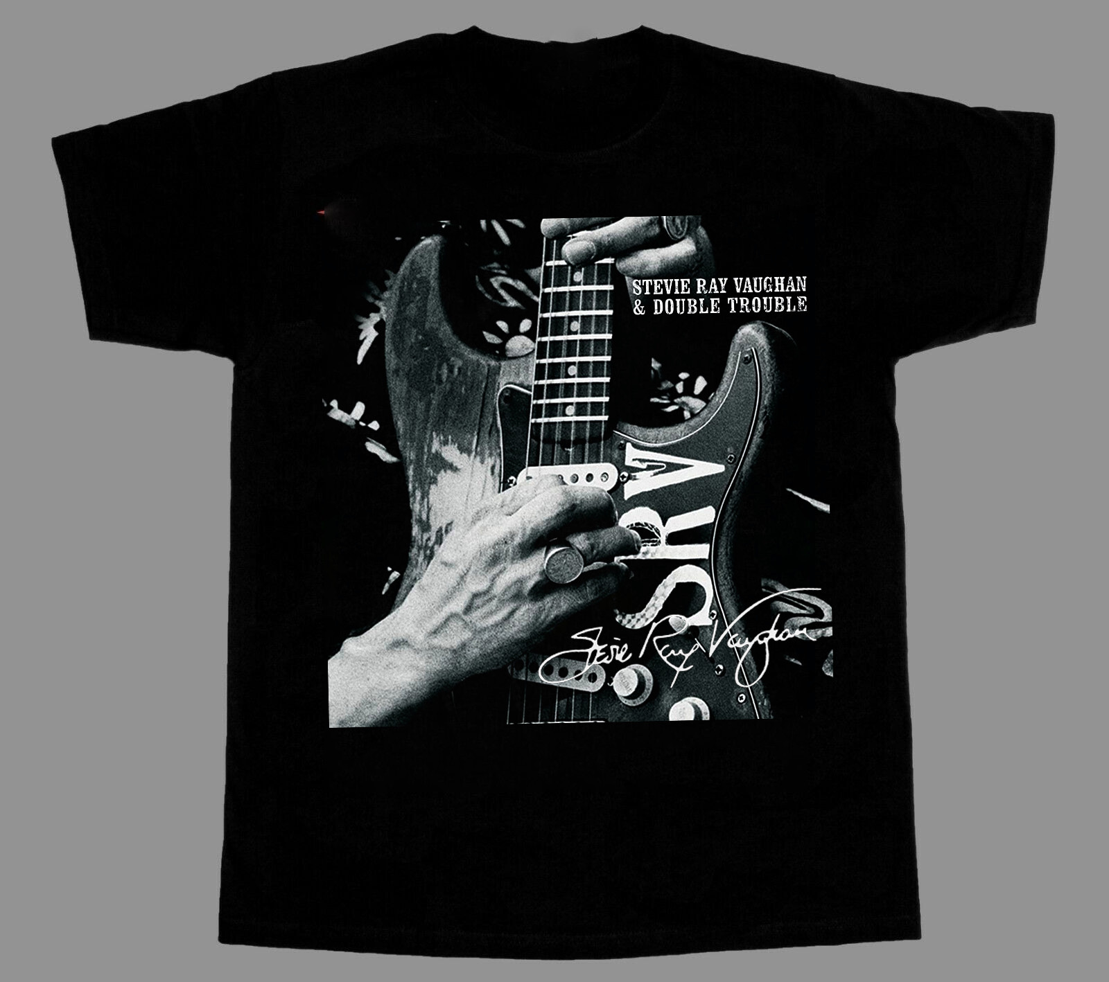 Rare Stevie Ray Vaughan & Double Trouble Black T Shirt S to 5XL Gift Fans