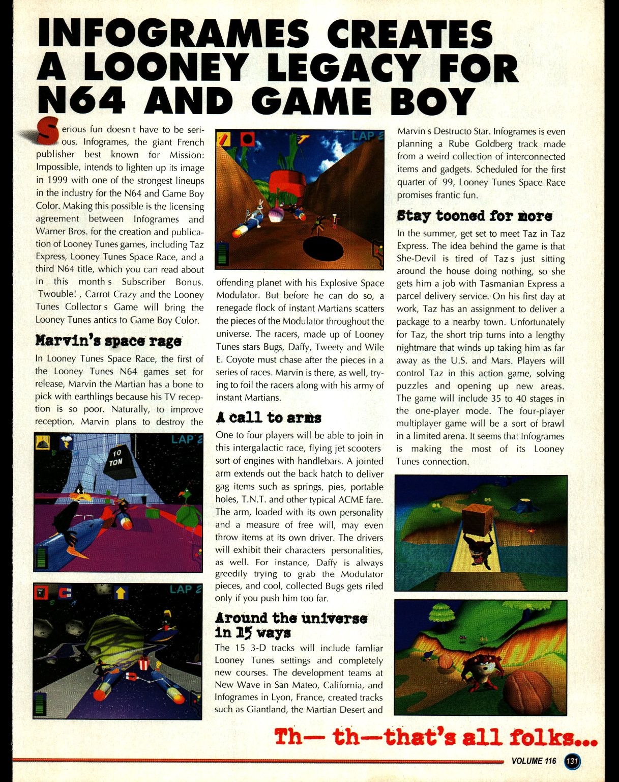Infogrames Looney Tunes N64 Game Boy Magazine Article Ad Vintage Print 1999