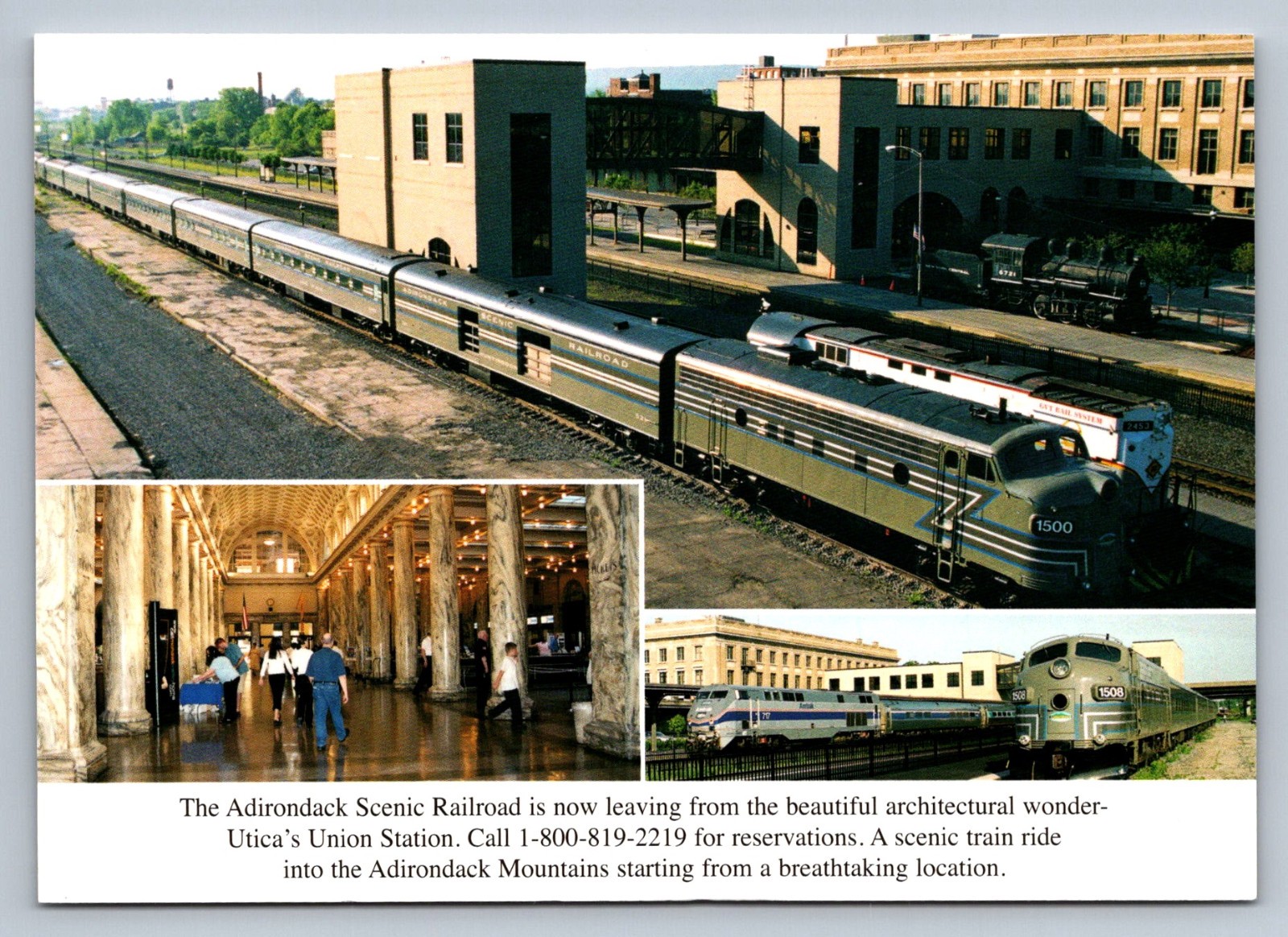Postcard NY Utica Adirondack Scenic Railroad Union Station Multiview 6x4 Q410