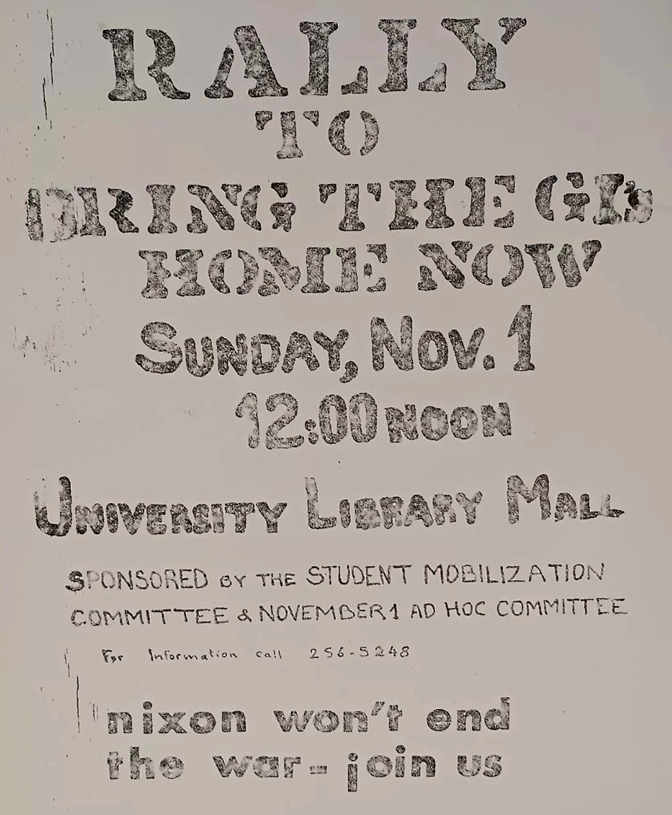 1970 University of Wisconsin Madison Anti Vietnam War Nixon Protest RALLY POSTER