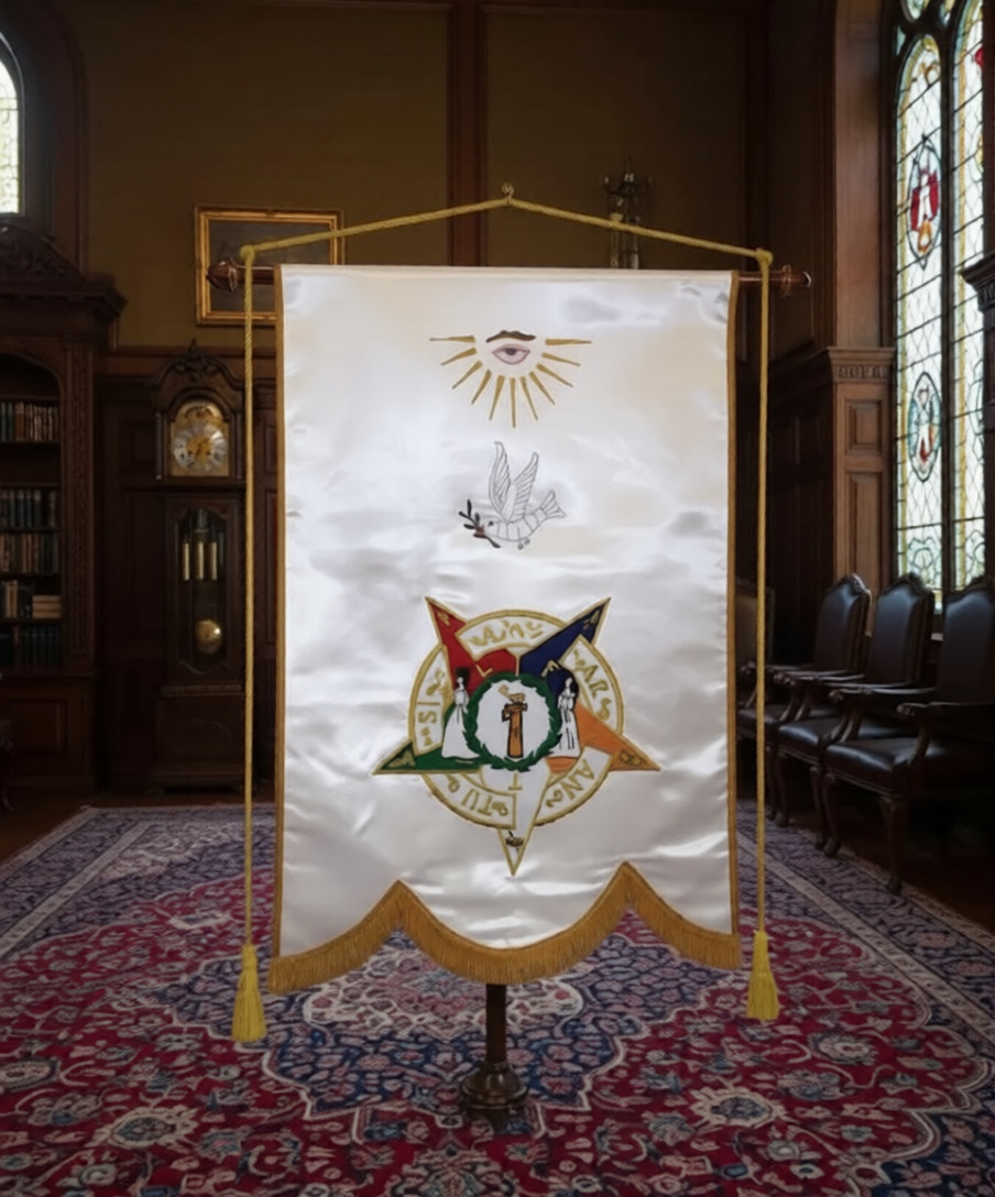 Masonic Amaranth Banner Custom Embroidered Satin with Gold Fringe