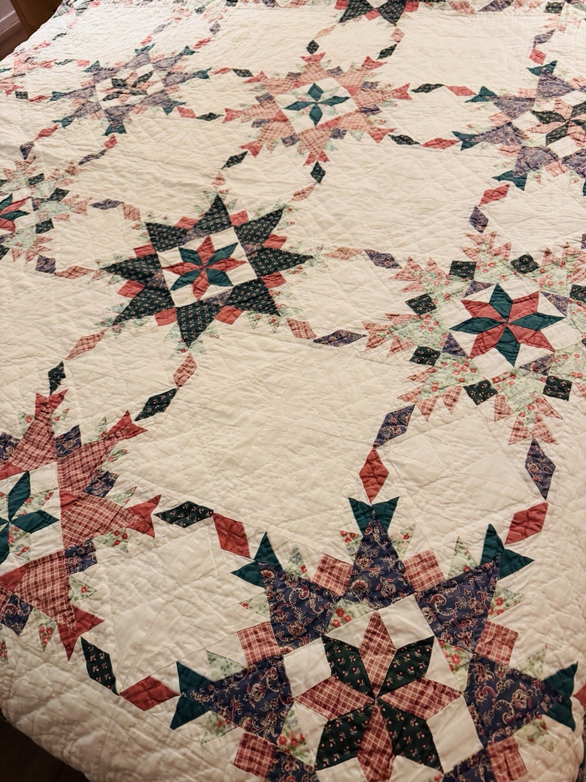 Vintage Arch Quilts Hawthorne NY Eight Point Star Patchwork Cotton Quilt F/Q 82\