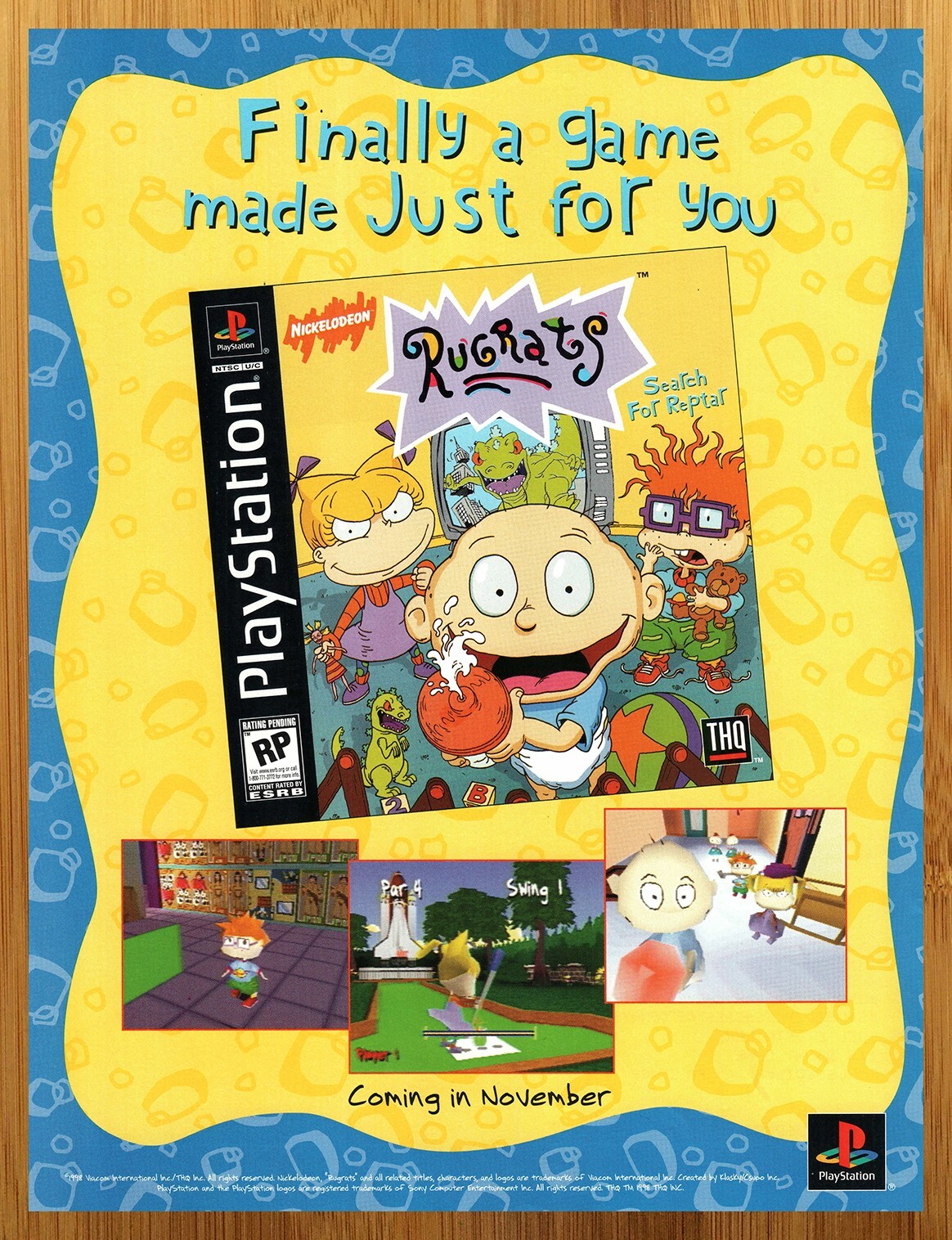 1998 Rugrats Search for Reptar Playstation 1 PS1 Print Ad/Poster Video Game Art