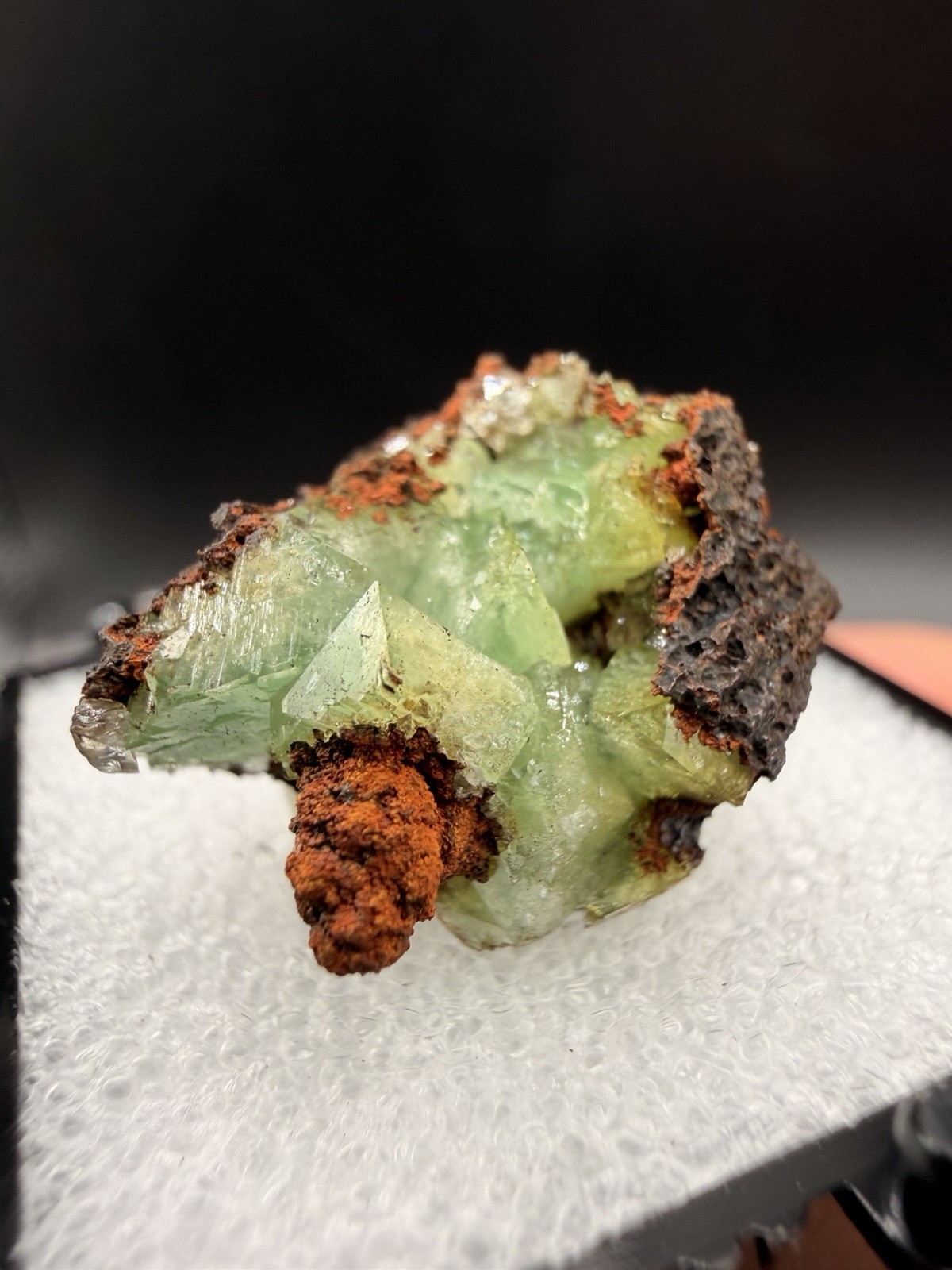 Fluorescent Sharp Cuprian Adamite on Matrix (Thumbnail) - Ojuela Mine, Mexico