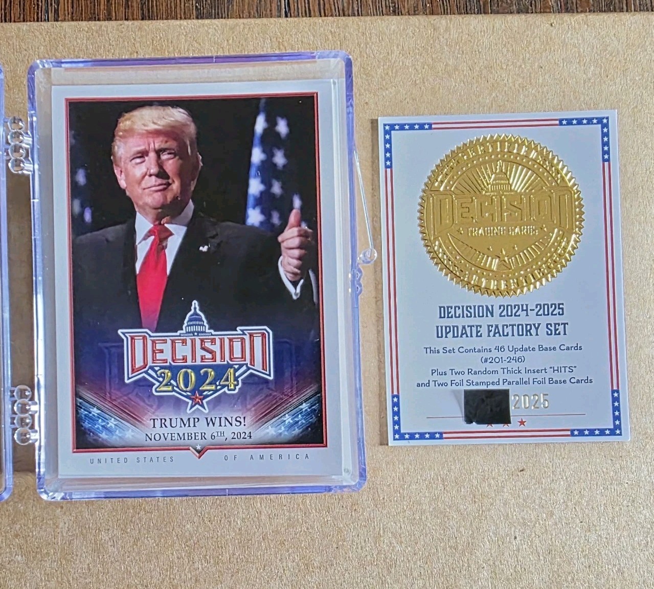 Decision 2024 Complete Update Set #201-247.  47 Base Cards & Trump Box Topper