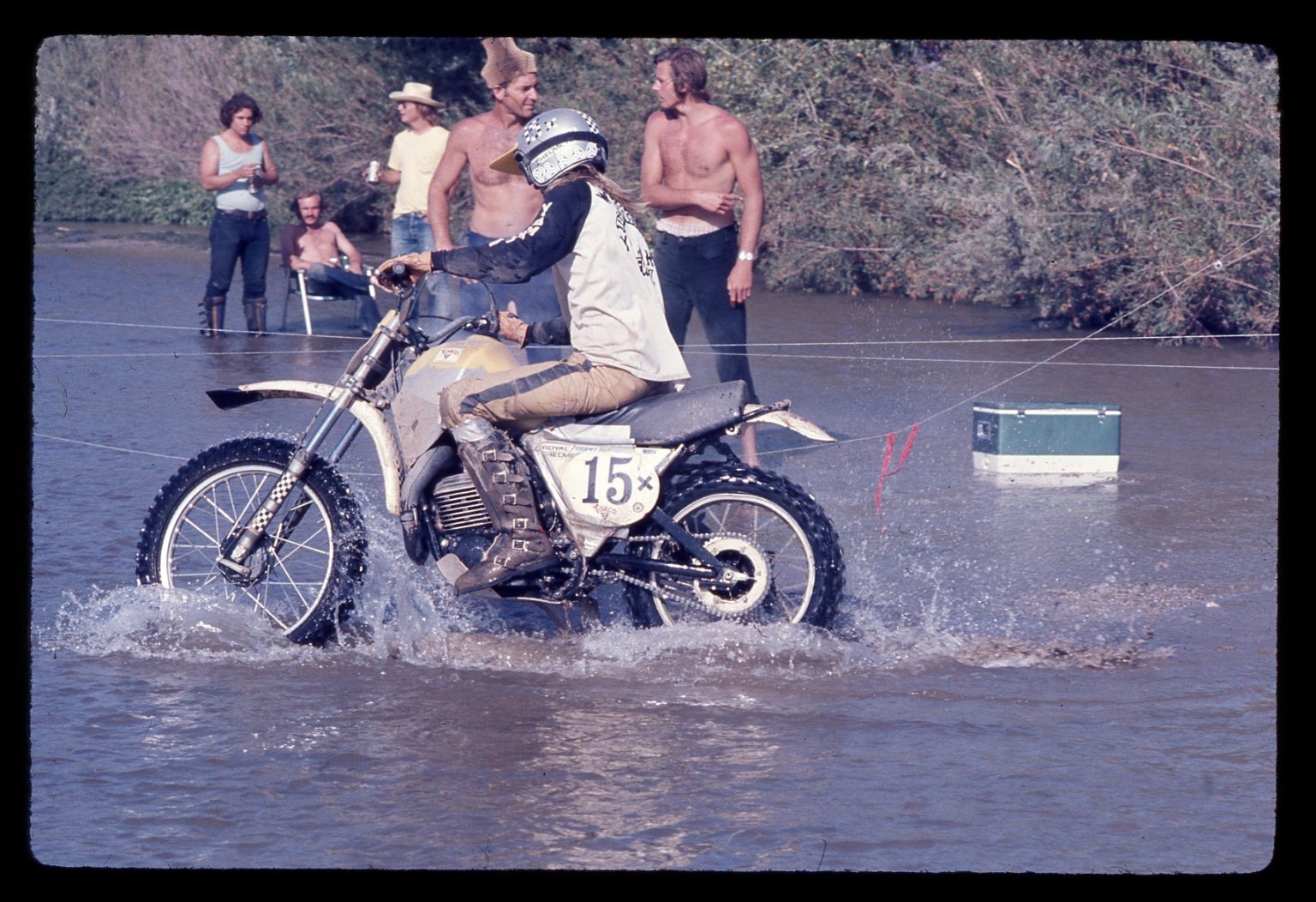 Sl41 Slide 1970’s  Motocross Dirt Bike Race River Crossing  941a
