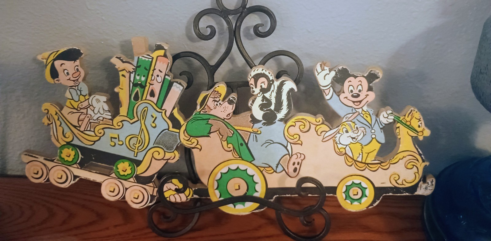 Vintage 1950s Disney Casey Jr. Train Cardboard Wall Hanging Decoration