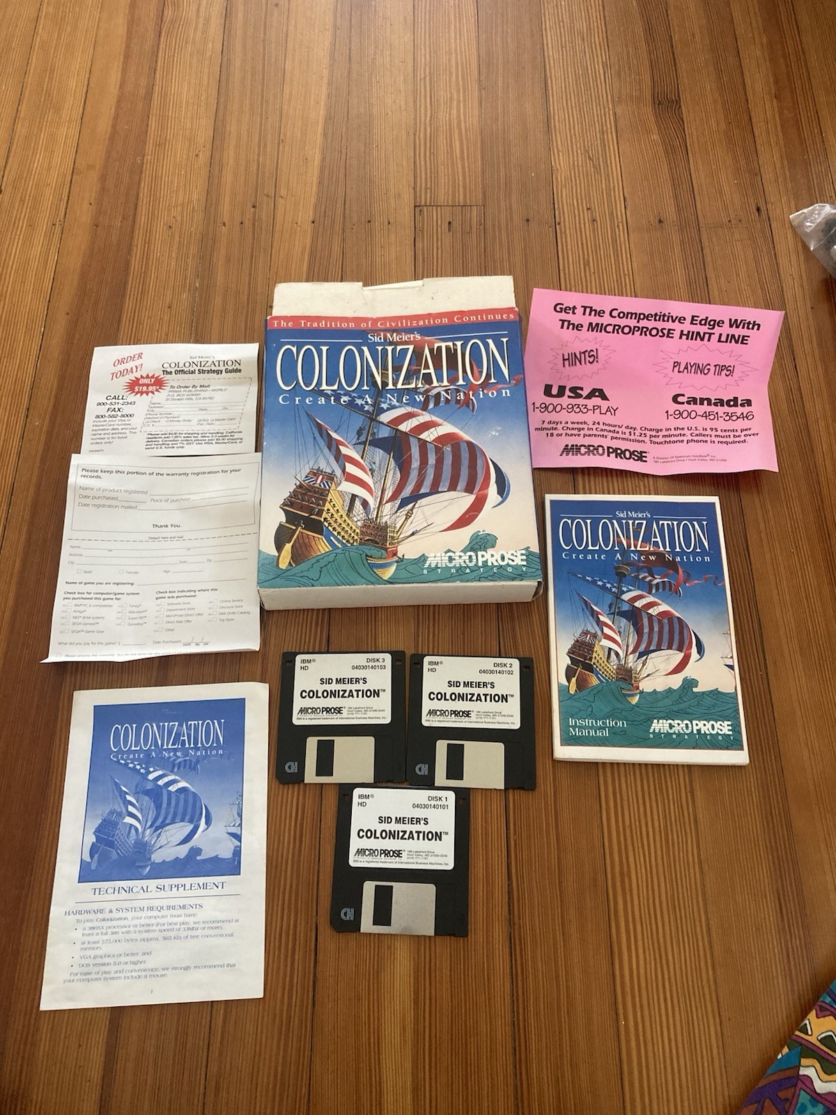 Sid Meier's Colonization PC Big Box CIB Floppy Disks Complete w/ Manual & Cards