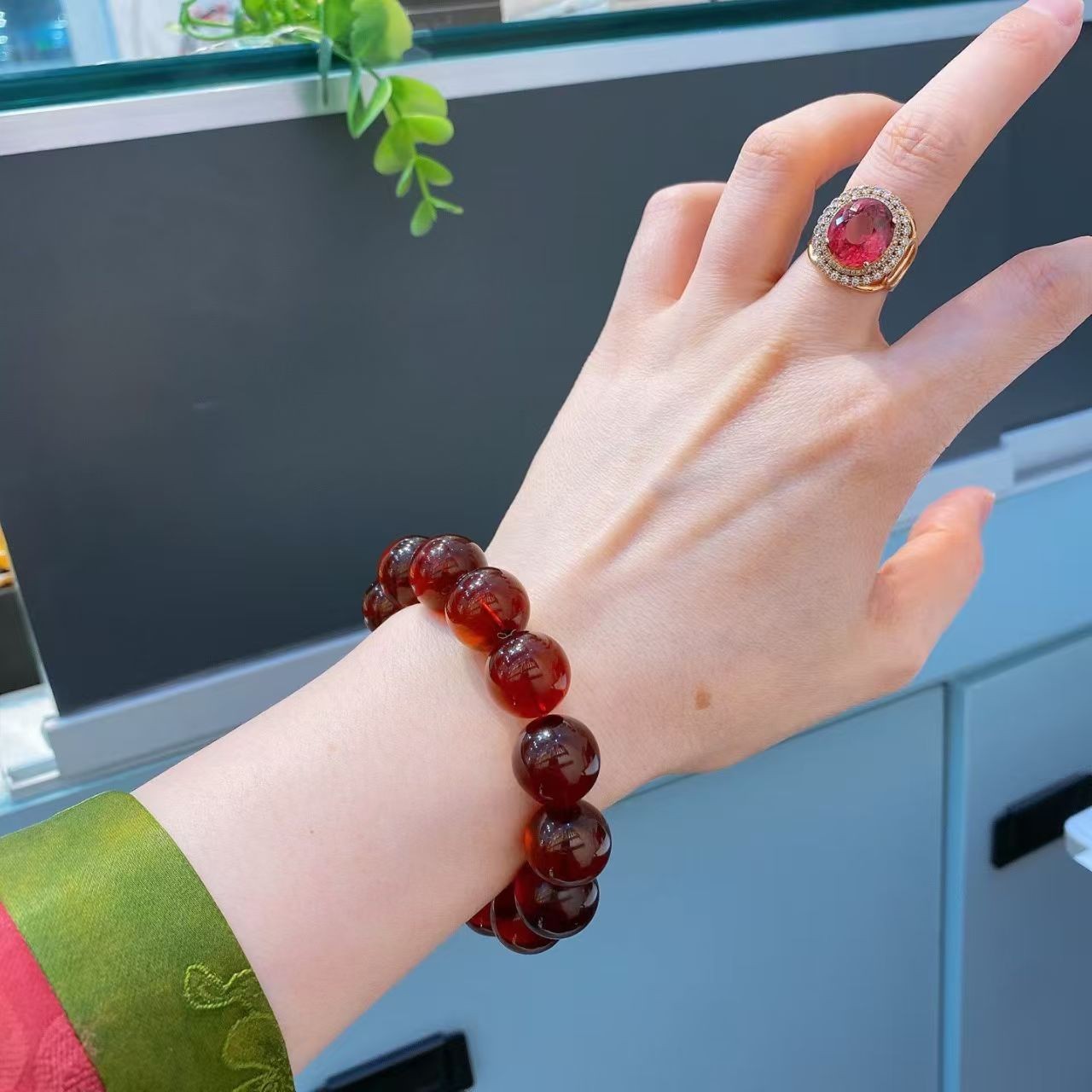 Natural & Rare Blood Amber Bracelet, Comes with Authentic Certificate