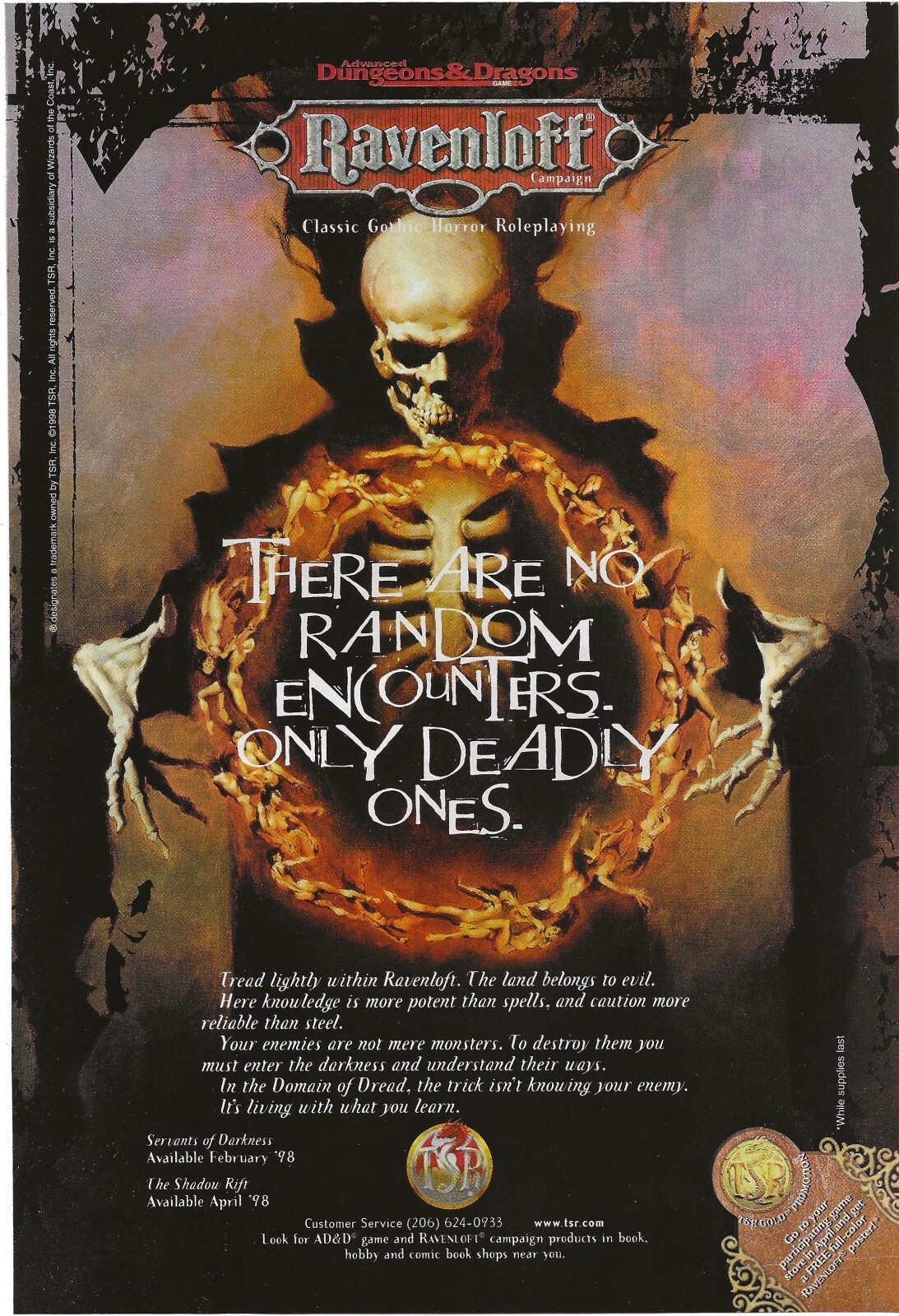 Vintage Print Ad Ravenloft Supplements - TSR - AD&D - Inquest May 1998 10