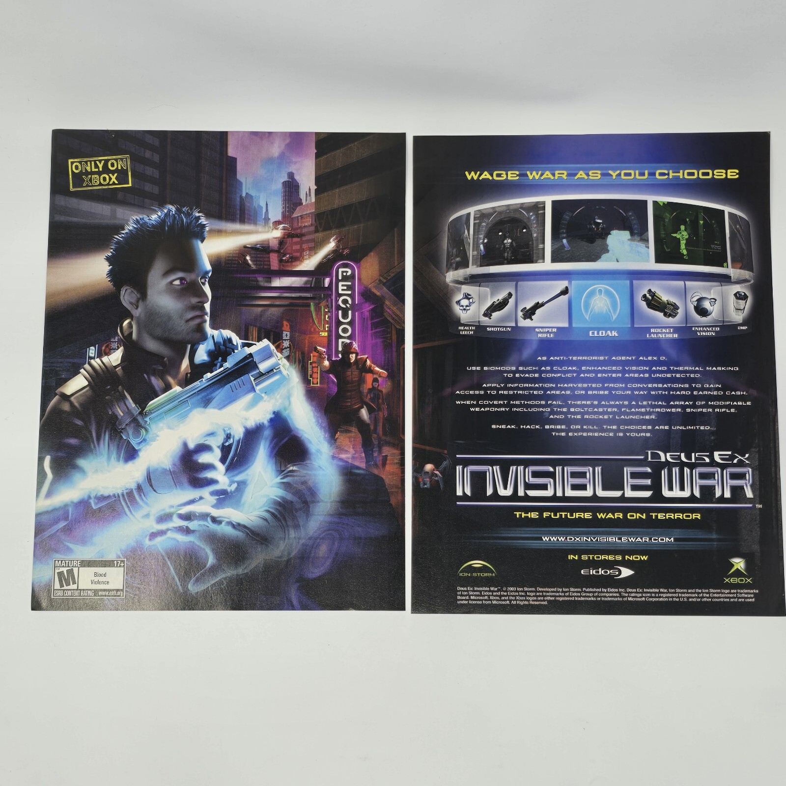Deus Ex Invisible War Xbox Eidos Wage War Print Ad/Poster Official Promo Art