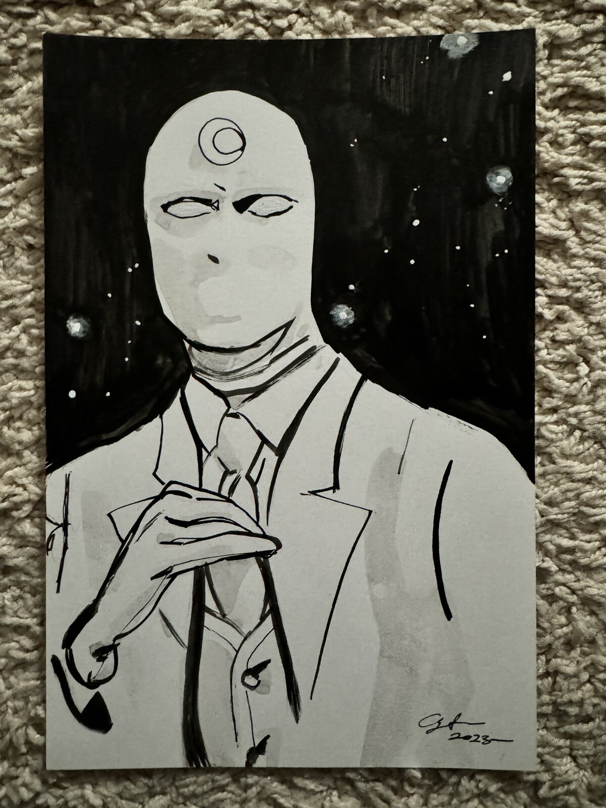 original comic art commission Moon Knight Mr. Knight Paul Azaceta 6x9