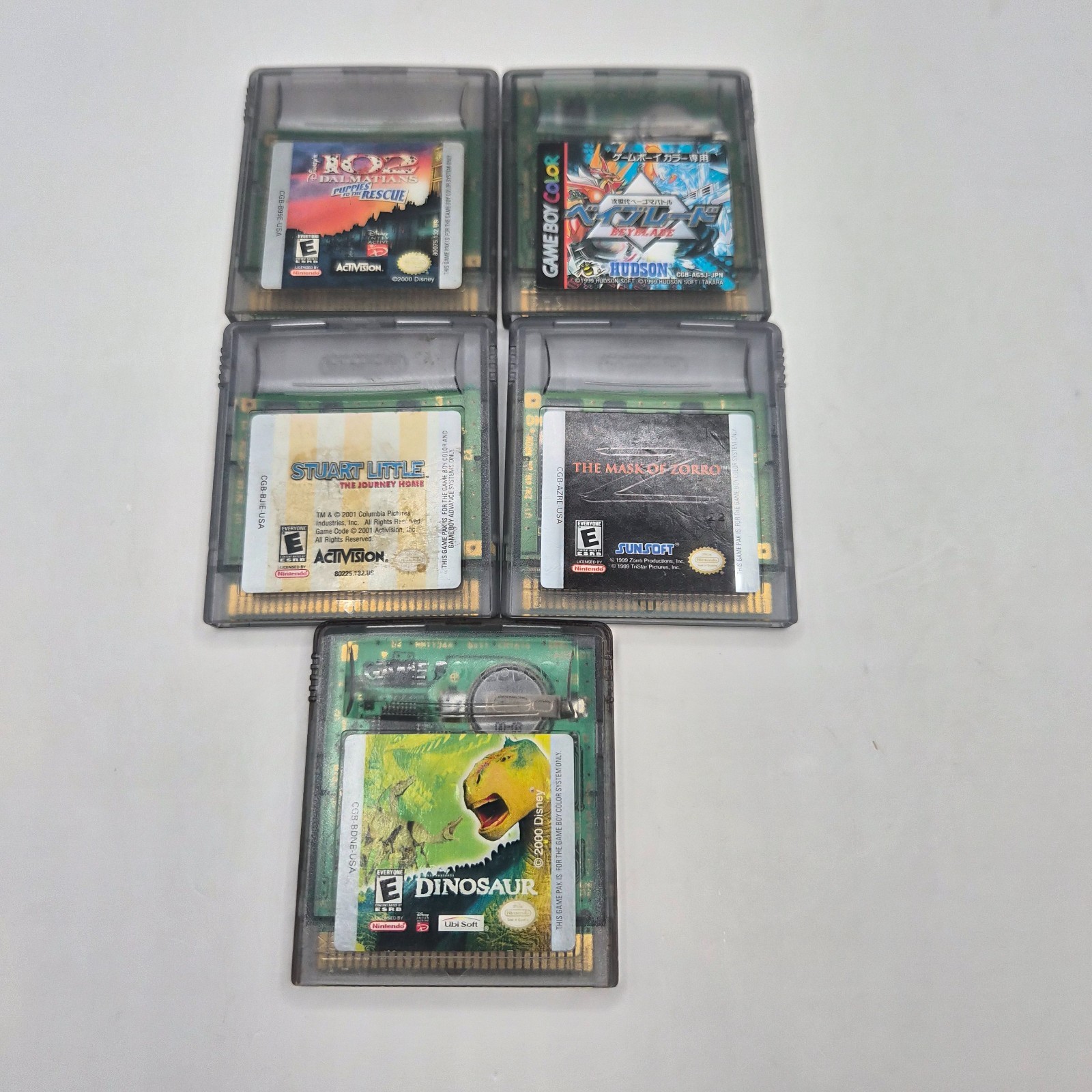 Game Boy Color 5 Game Lot Beyblade Zorro Dinosaur Stuart Little Tested