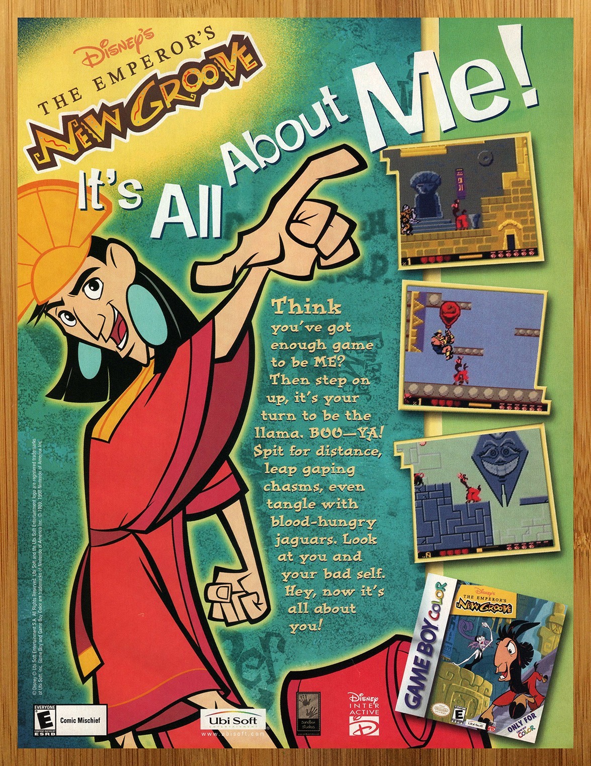2000 Disney Emperor\'s New Groove Game Boy Color GBC Print Ad/Poster Original Art