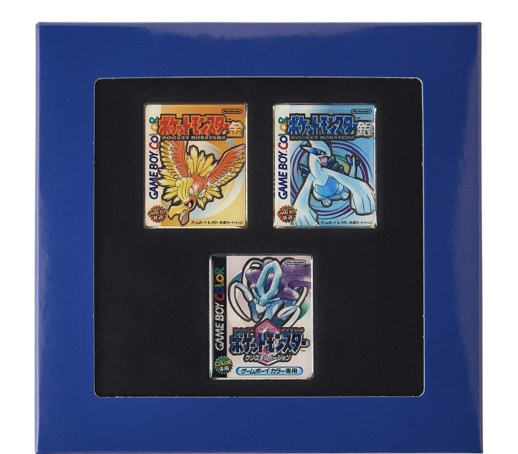 Pokemon Center Japan Gold Silver Crystal Game Boy Color Package Pin Badge Set