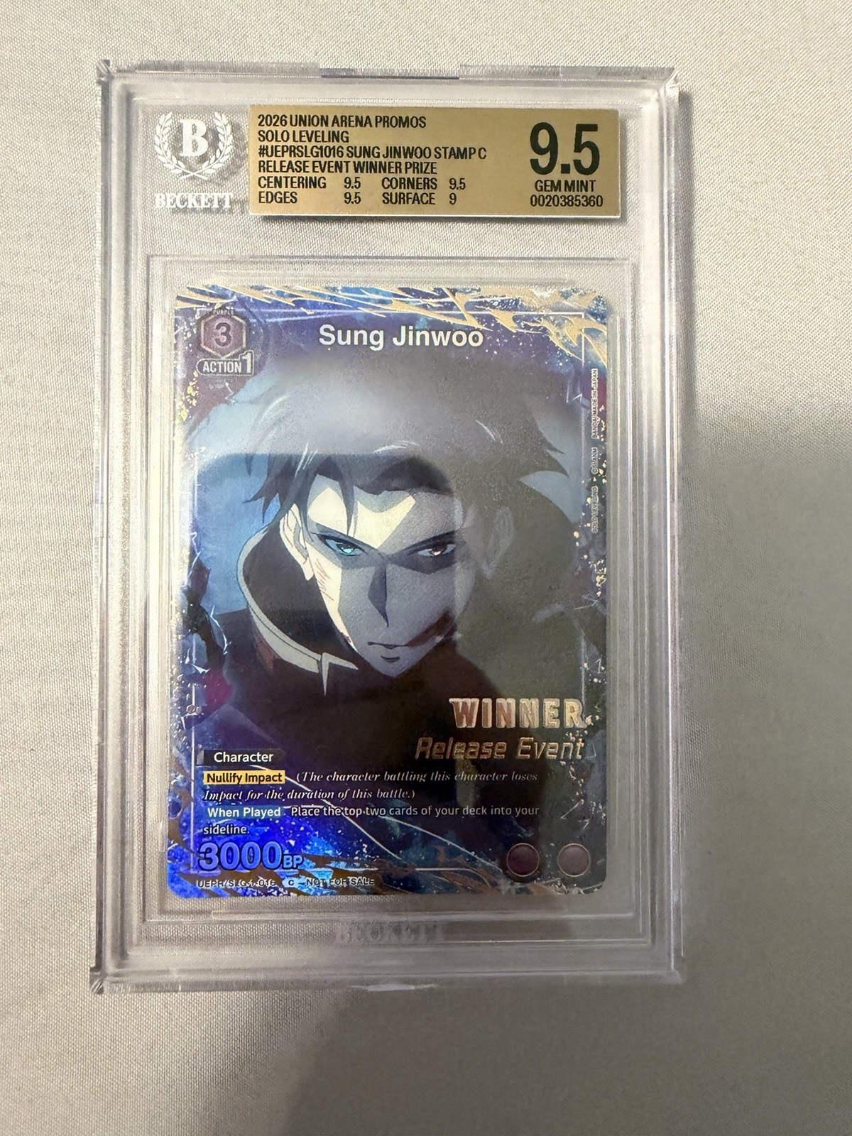 2026 Union Arena Promos Solo Leveling UEPR/SLG-1-016 Sung Jinwoo BGS 9.5